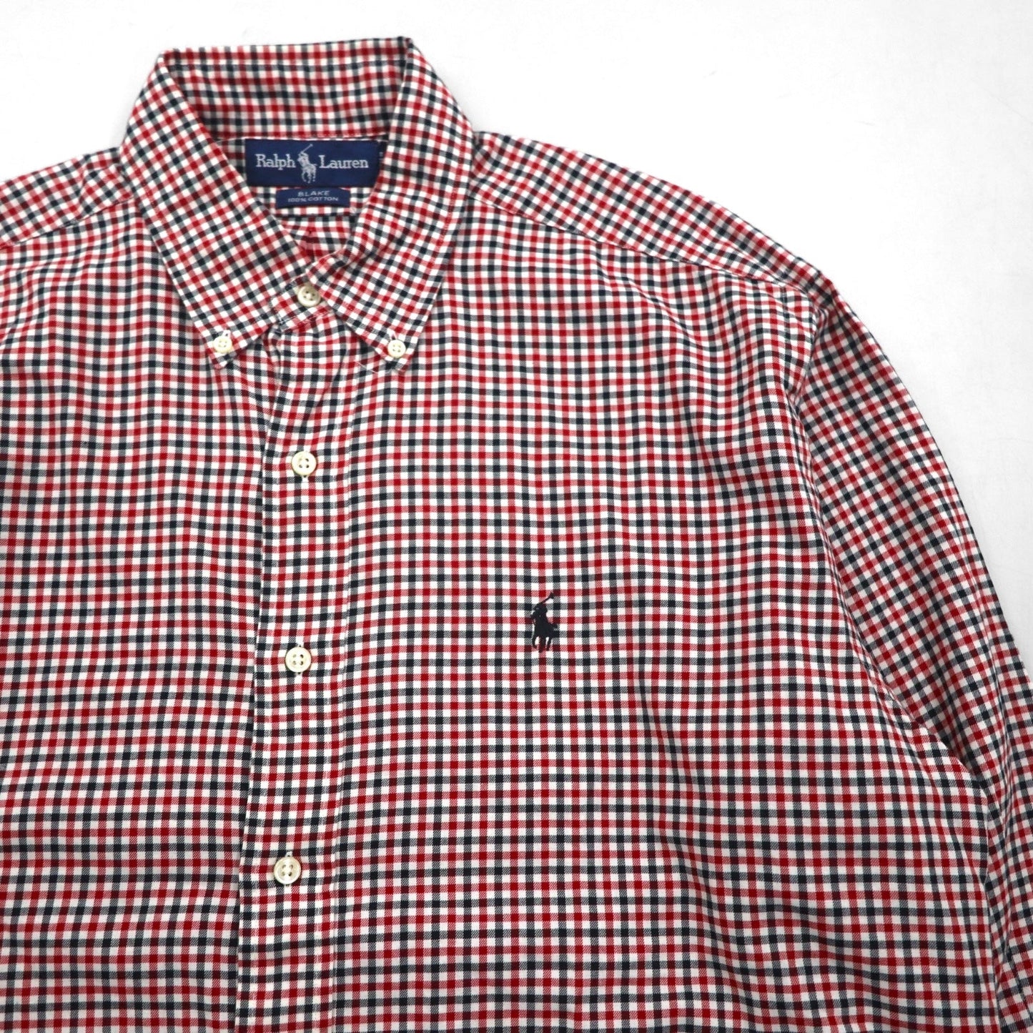 Ralph Lauren 90年代 ボタンダウン シャツ L レッド BLAKE ギンガムチェック スモールポニー刺繡