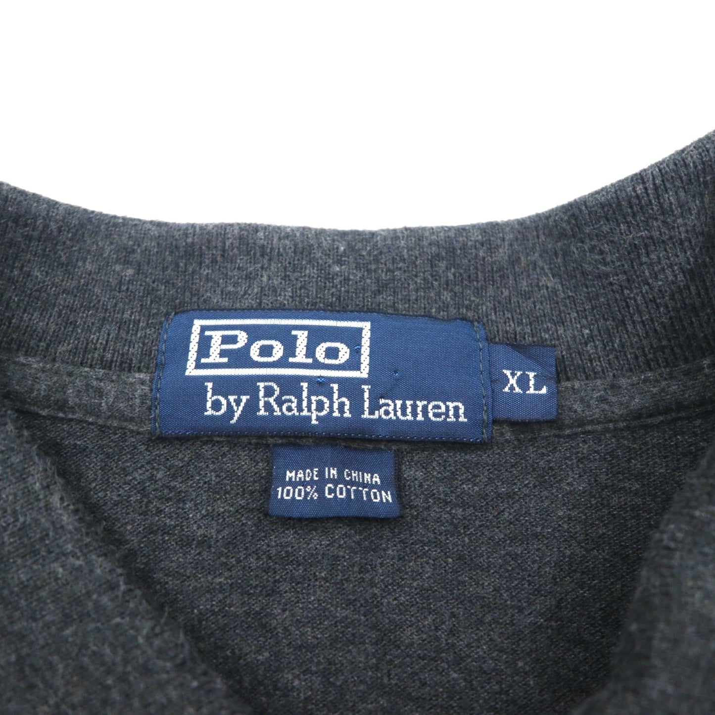 Polo Ralph Lauren 90年代 ビッグサイズ 長袖ポロシャツ ラガーシャツ XL グレー 鹿の子 スモールポニー刺繡