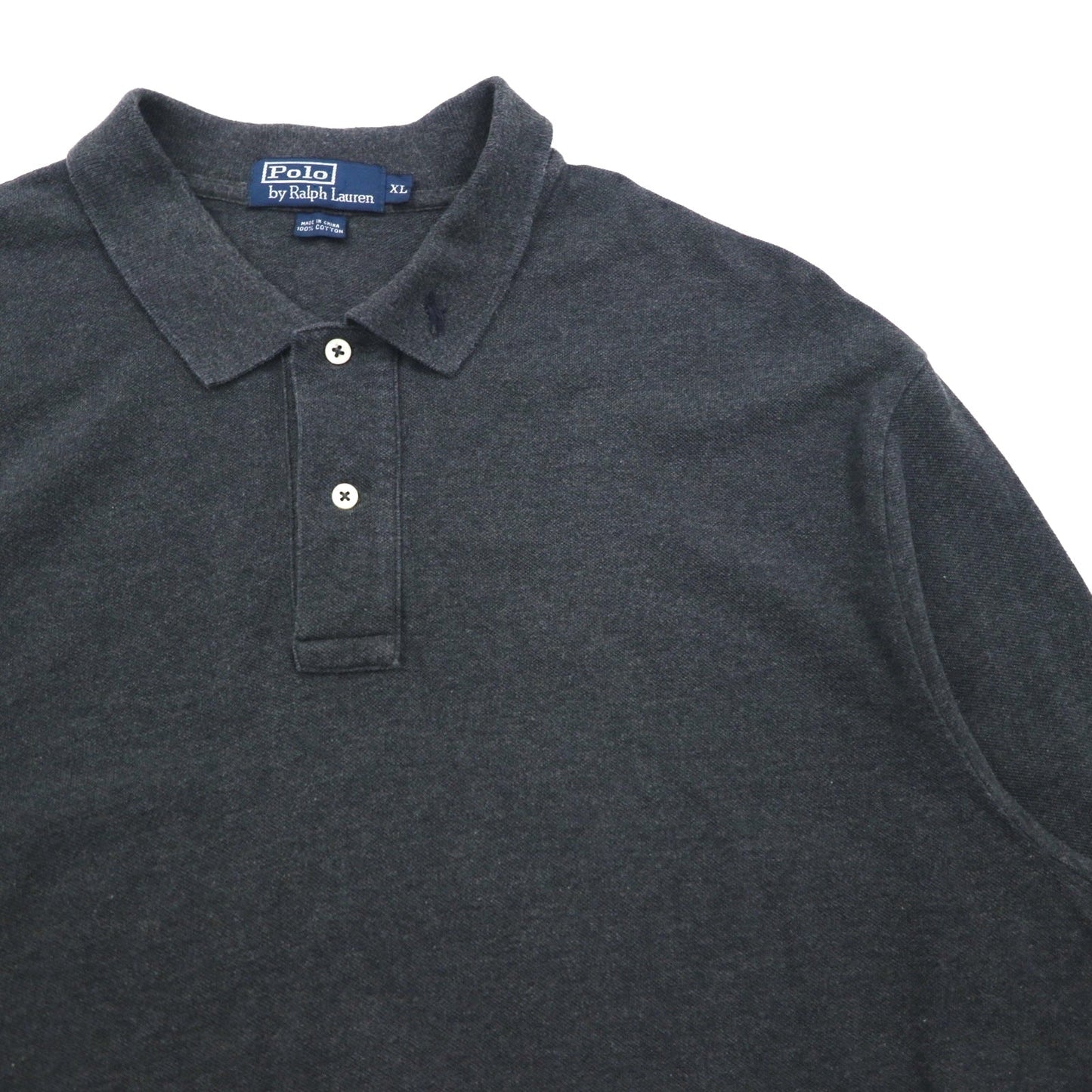 Polo Ralph Lauren 90年代 ビッグサイズ 長袖ポロシャツ ラガーシャツ XL グレー 鹿の子 スモールポニー刺繡
