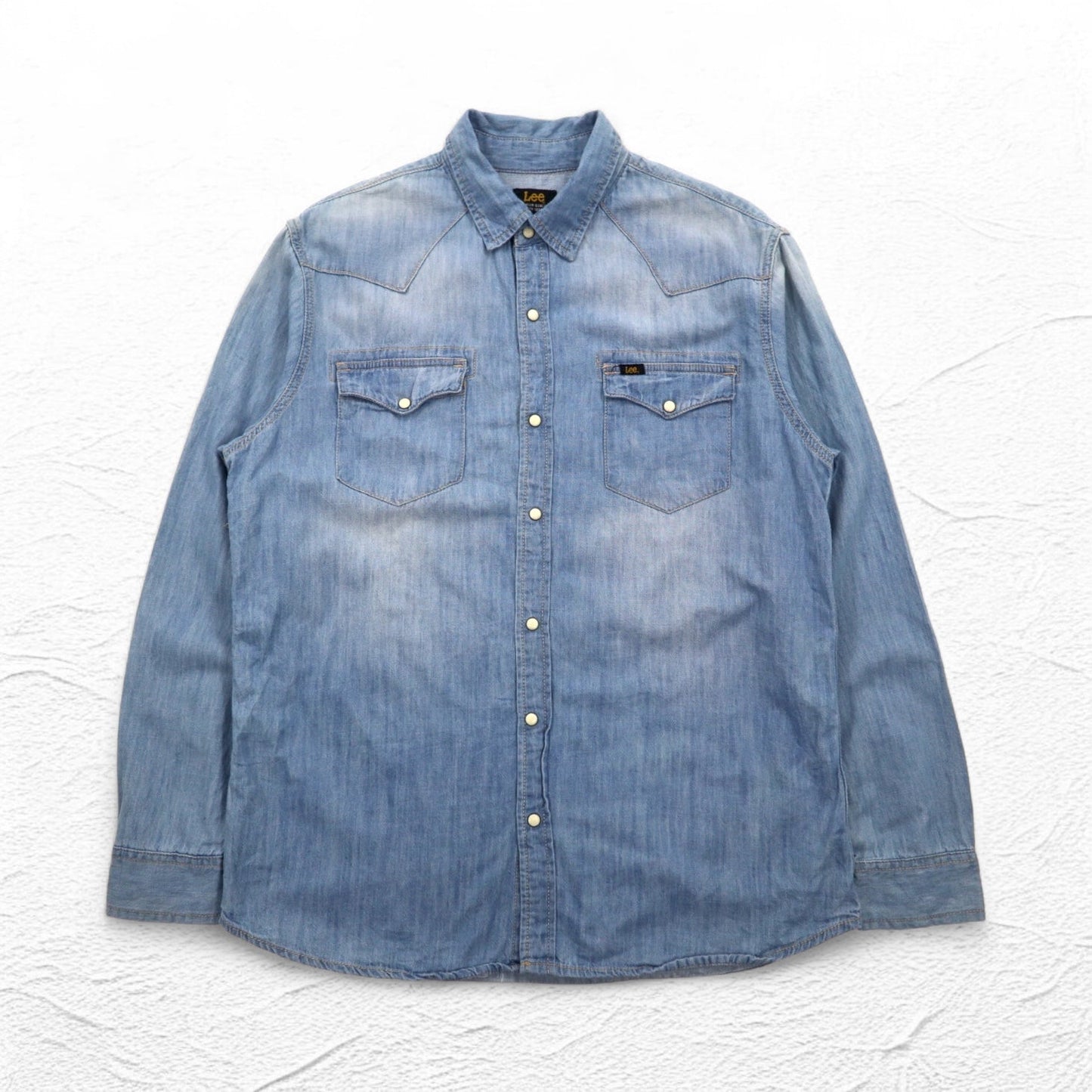 Lee Denim Western Shirt, Size L, Indigo, Blue, Cotton, Chest Pocket, Snap Buttons