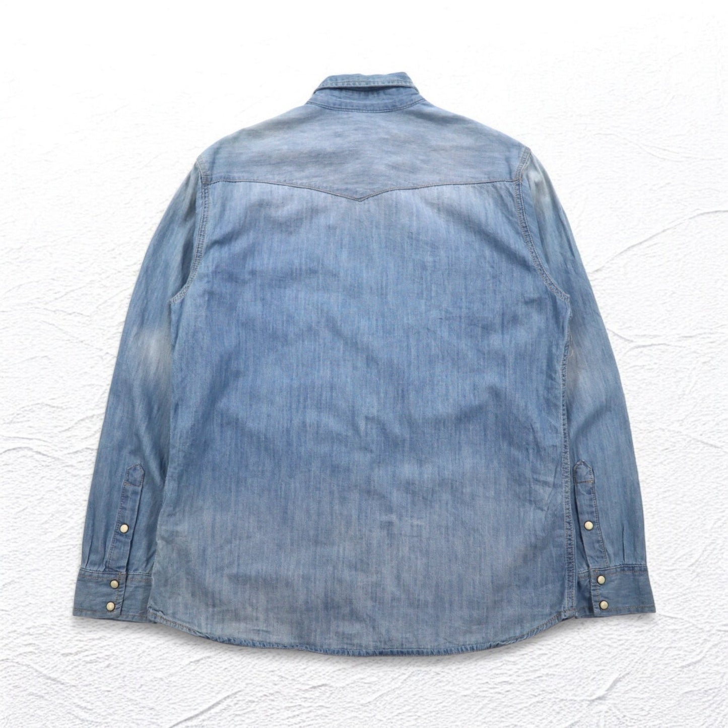 Lee Denim Western Shirt, Size L, Indigo, Blue, Cotton, Chest Pocket, Snap Buttons