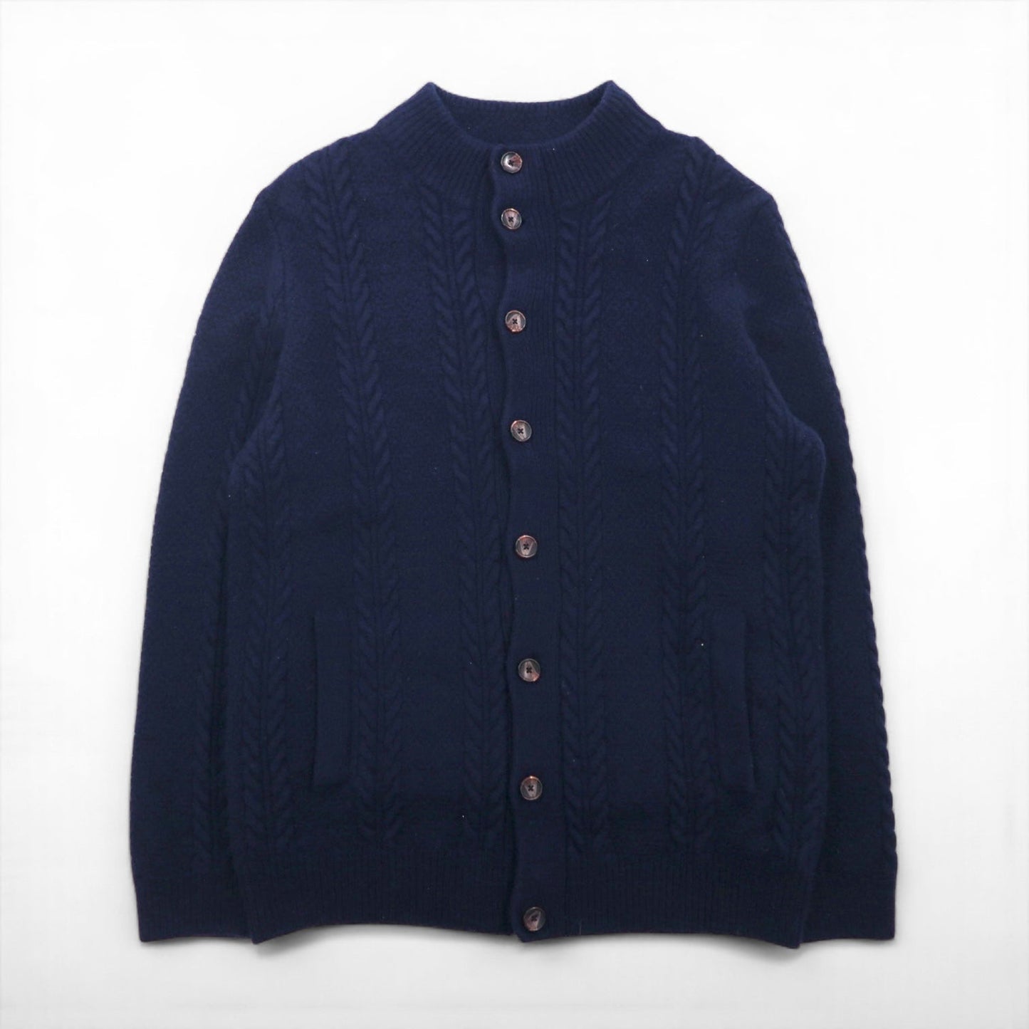 Vintage Fisherman Cardigan フィッシャーマン アランニット カーディガン L ウール Jos A Bank エルボーパッチ