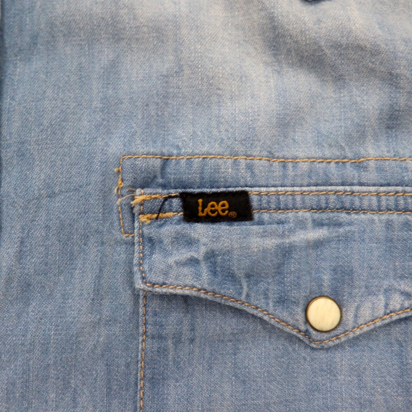 Lee Denim Western Shirt, Size L, Indigo, Blue, Cotton, Chest Pocket, Snap Buttons