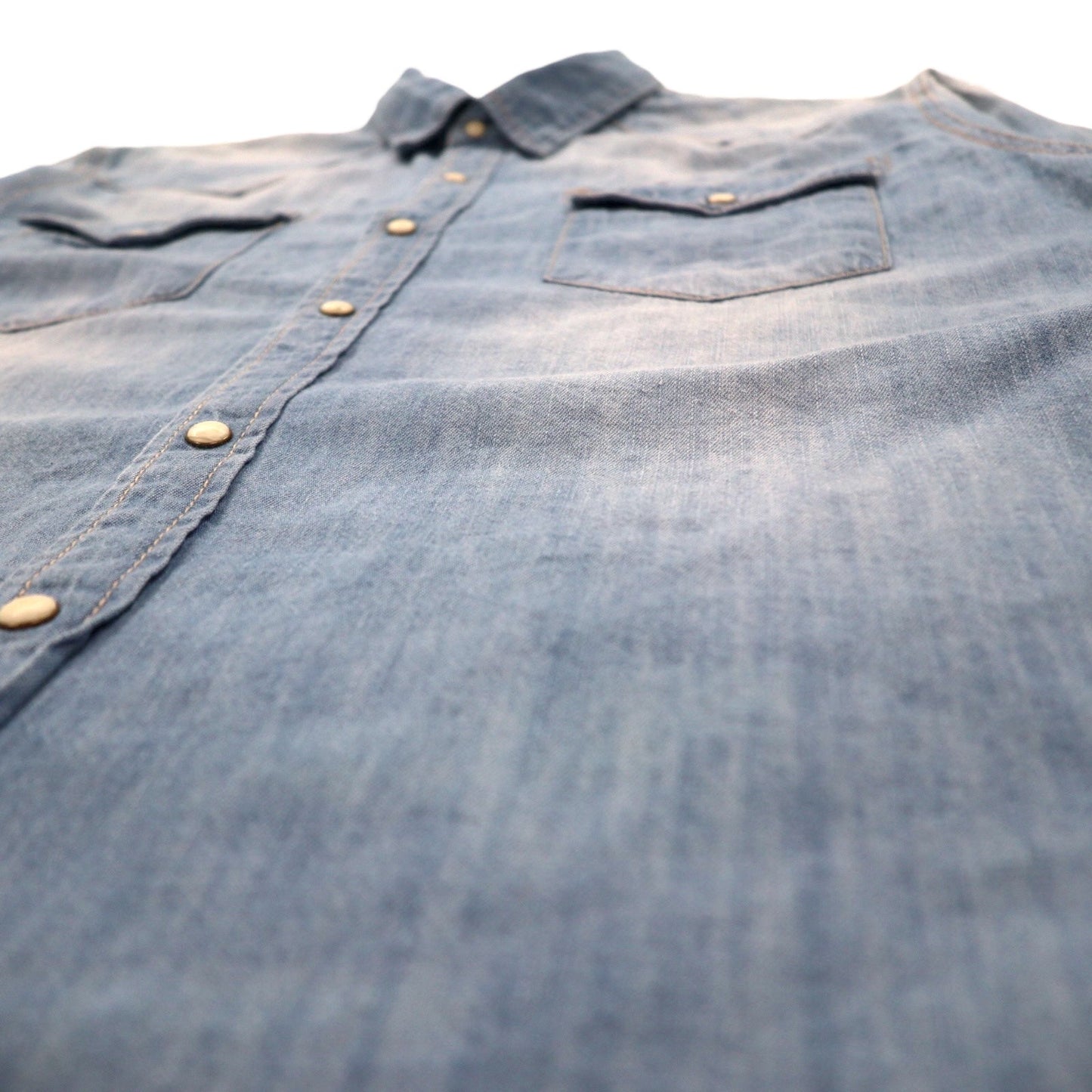 Lee Denim Western Shirt, Size L, Indigo, Blue, Cotton, Chest Pocket, Snap Buttons