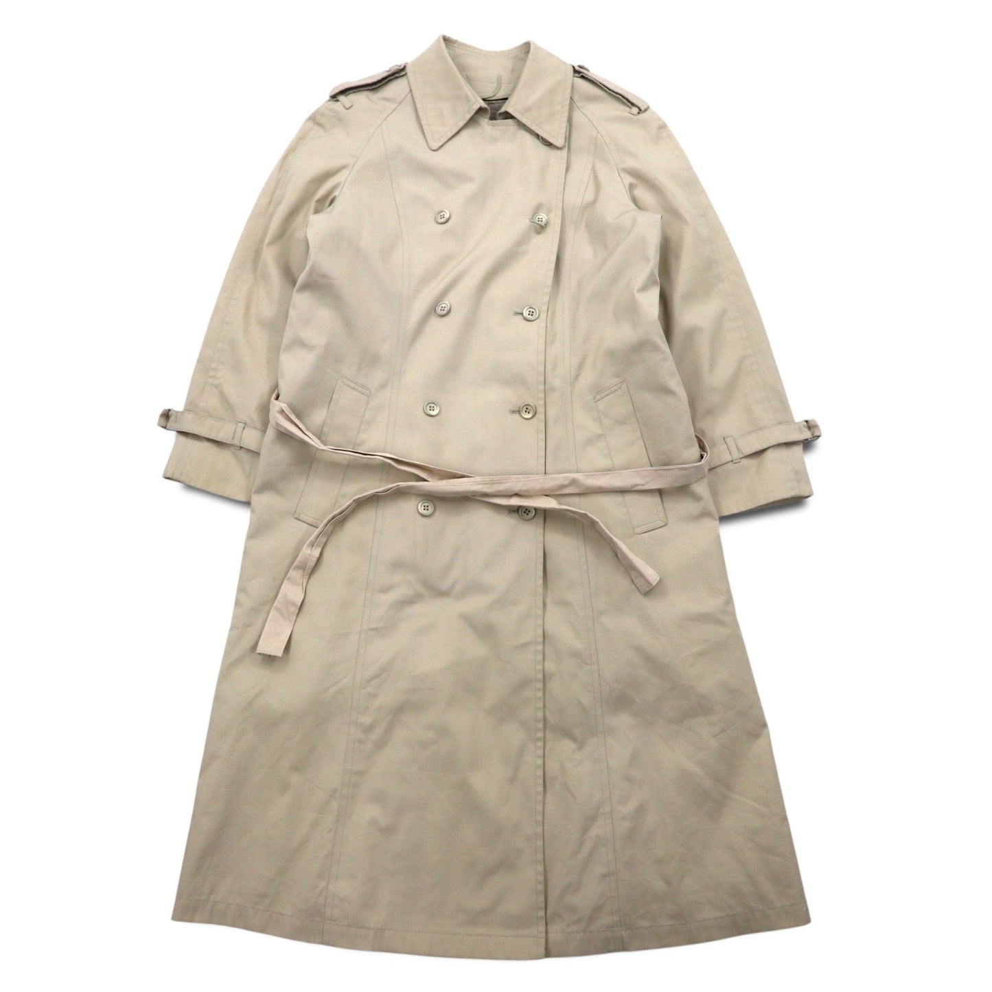 LONDON FOG 90s MAINCOATS Double-Breasted Trench Coat, Size L, Beige, with Detachable Boa Lining and Belt