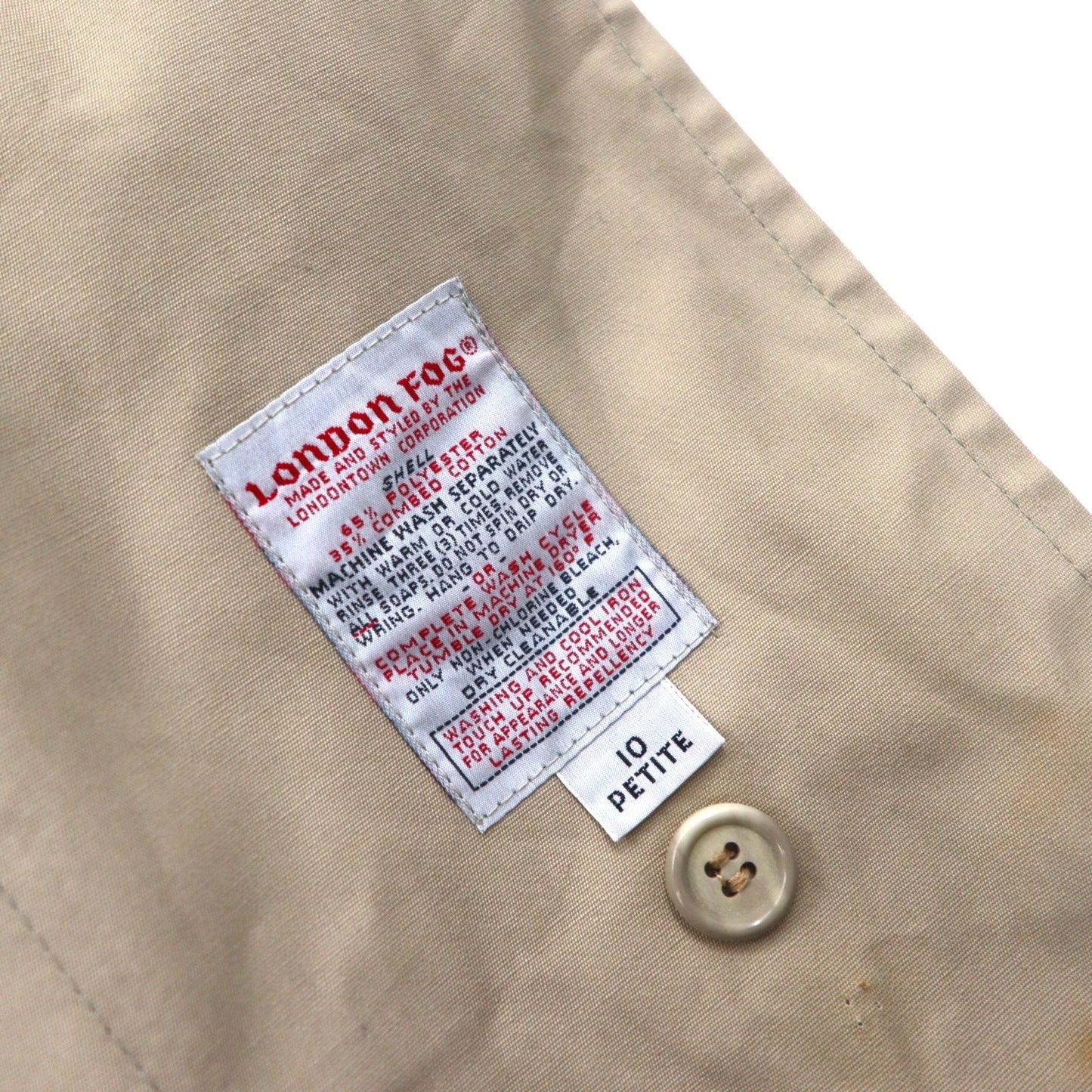 LONDON FOG 90s MAINCOATS Double-Breasted Trench Coat, Size L, Beige, with Detachable Boa Lining and Belt