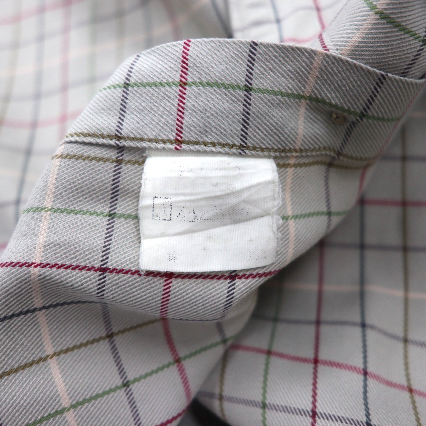BURBERRY 90年代 長袖シャツ M ベージュ コットン チェック 胸ポケット ワンポイントロゴ 刺繍