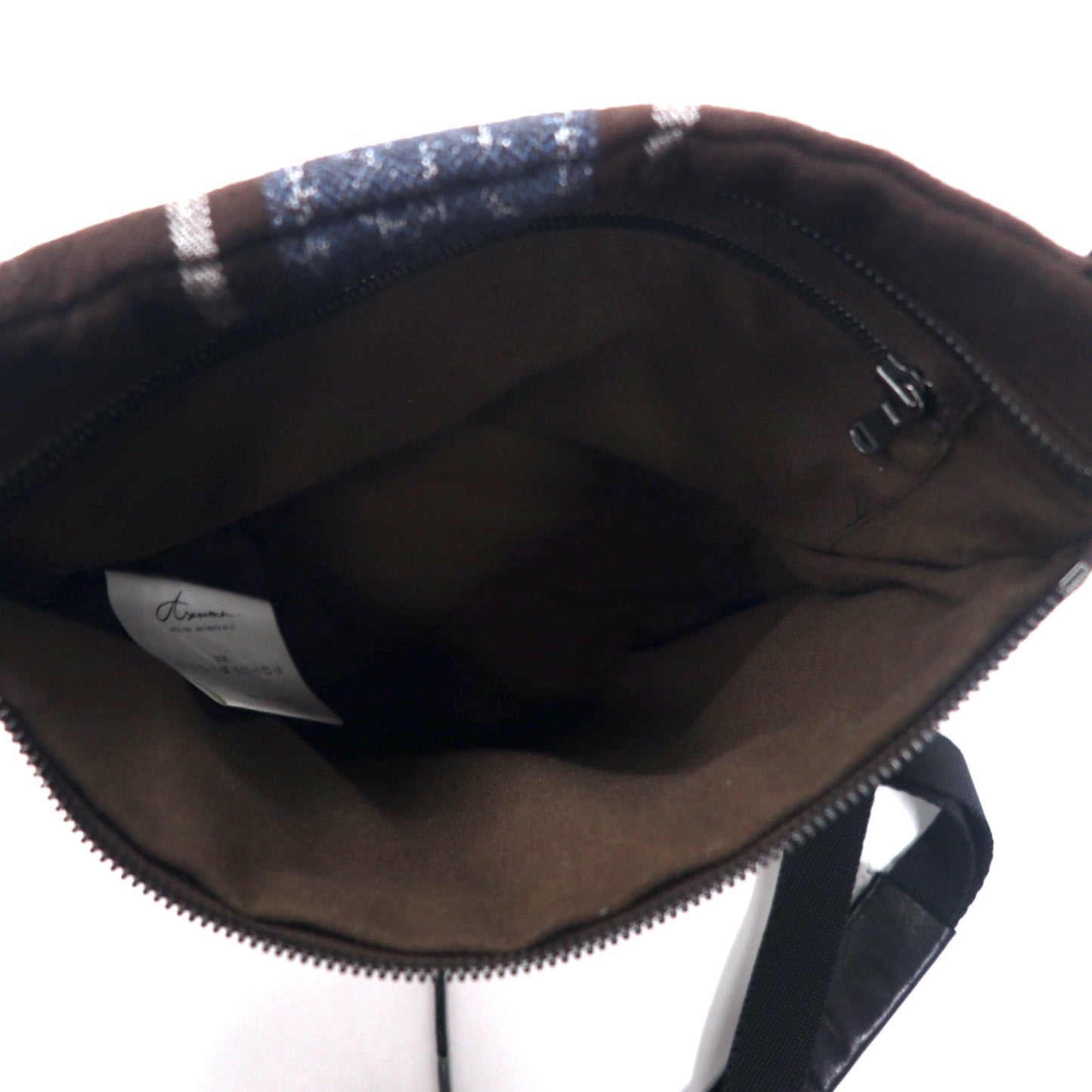 Azuma Tallit Stripe Utility Sack Sacoche Bag, Brown Wool Jacquard Lace-Up, TALLIT STRIPE UTILITY SACK (20AH-AC-05), HAZE, Made in Japan