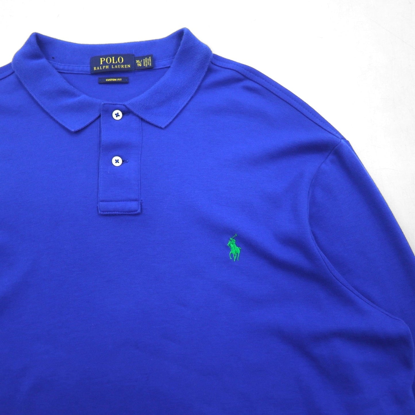 Polo Ralph Lauren ビッグサイズ 長袖ポロシャツ ラガーシャツ XL ブルー CUSTOM FIT スモールポニー刺繡