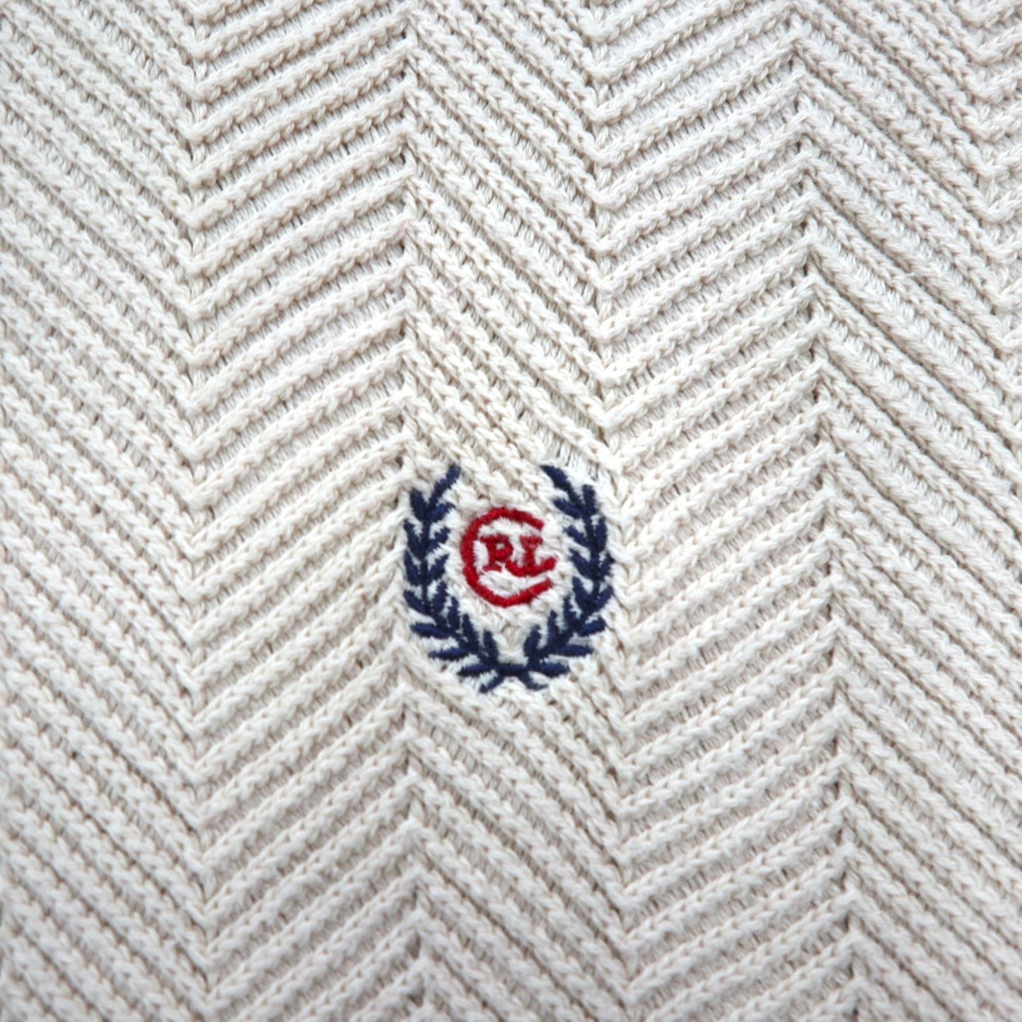 CHAPS RALPH LAUREN 90年代 3D ジャガード ヘリンボーン コットンニット 2XL ベージュ HAND FLAMED