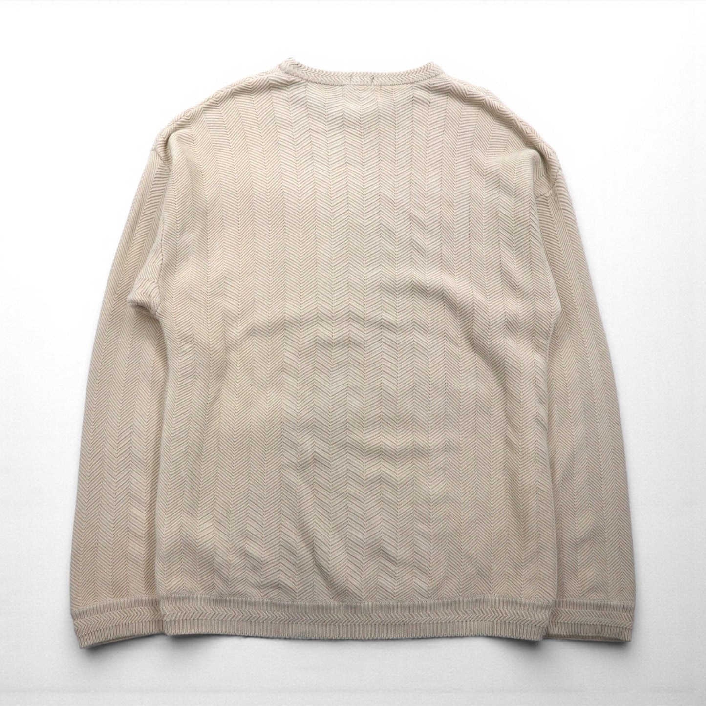 CHAPS RALPH LAUREN 90年代 3D ジャガード ヘリンボーン コットンニット 2XL ベージュ HAND FLAMED