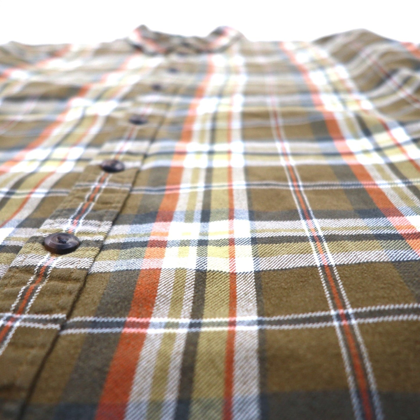 Eddie Bauer ボタンダウン フランネルシャツ L ブラウン チェック RELAXED FIT 胸ポケット 7709