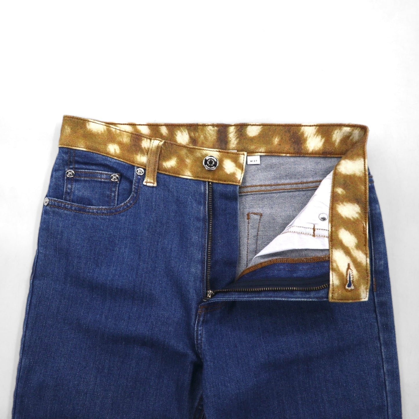 BURBERRY 現行タグ SKINNY MID-RISE ミッドライズ スキニージーンズ デニムパンツ M ブルー ストレッチ レザーパッチ