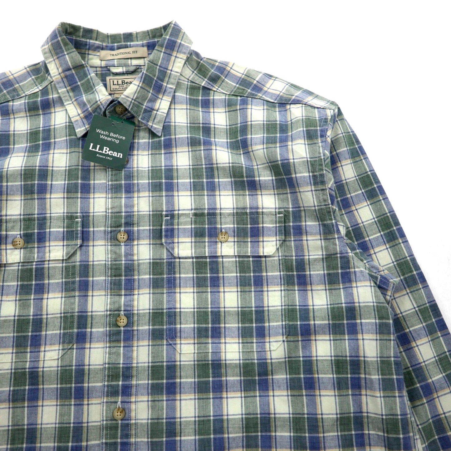 L.L.Bean サンウォッシュ キャンバス フランネルシャツ L チェック TRADITIONAL FIT 286410 未使用品