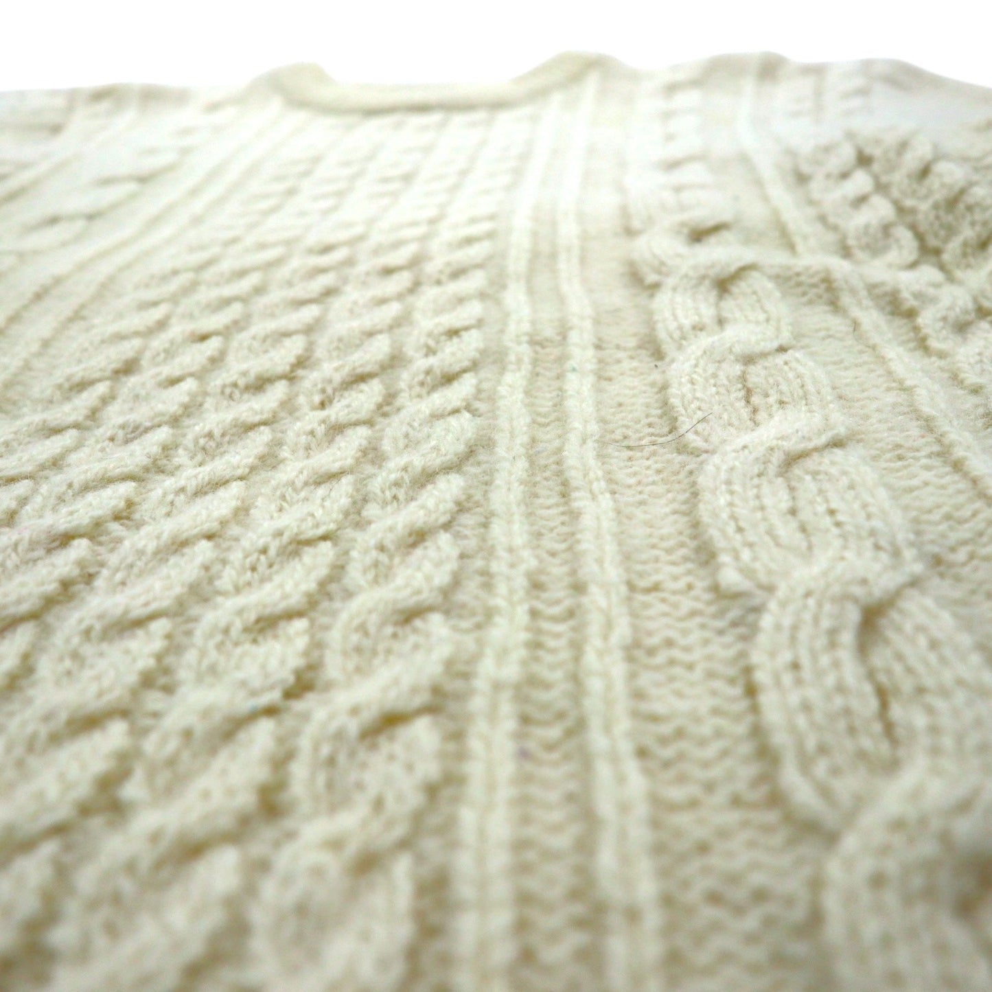 80s Vintage Shetland Wool Fisherman Sweater フィッシャーマン アランニット セーター L 生成り 羊毛