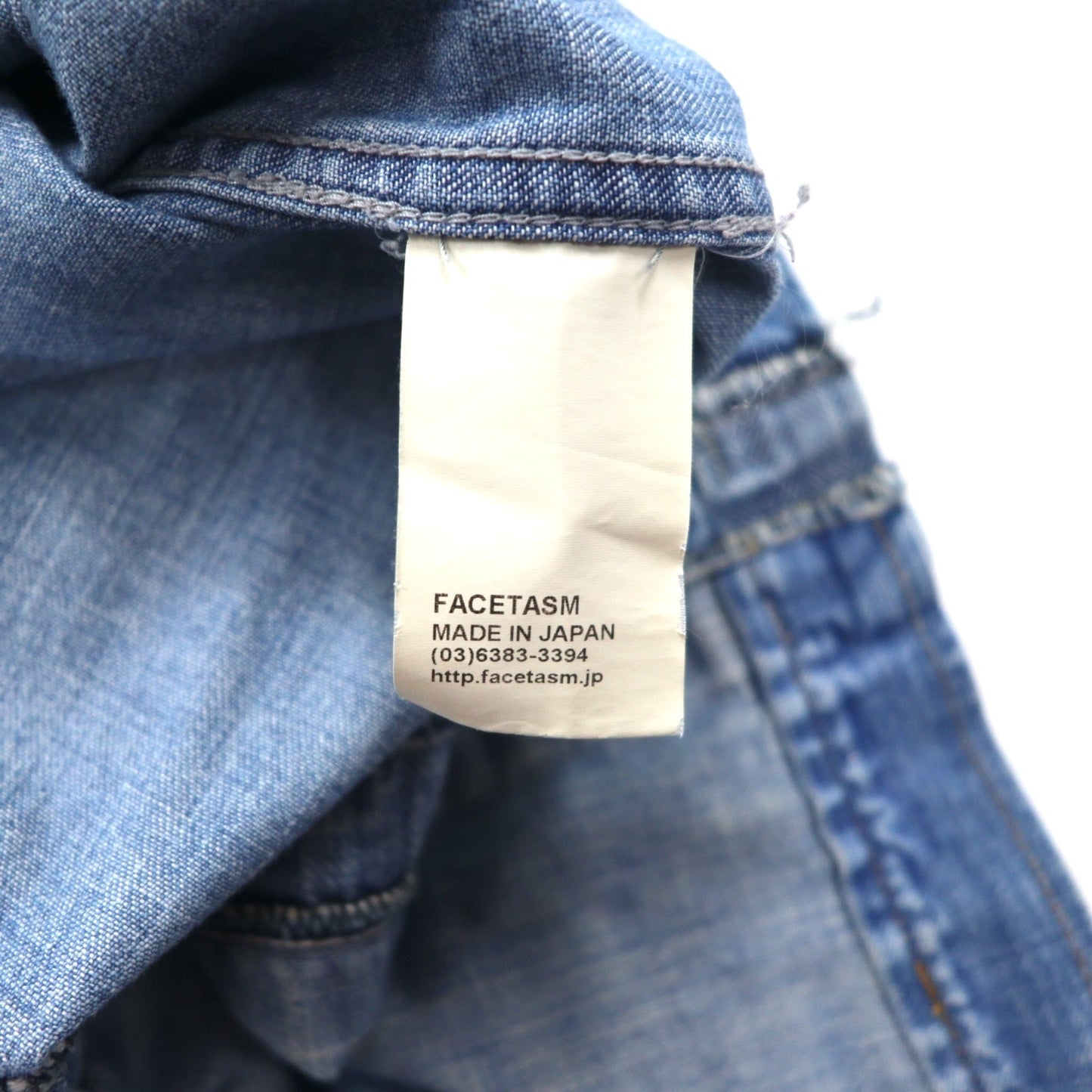 FACETASM Long Denim Western Shirt, Size M, Blue, Cotton, TK-SH-01, Made in Japan