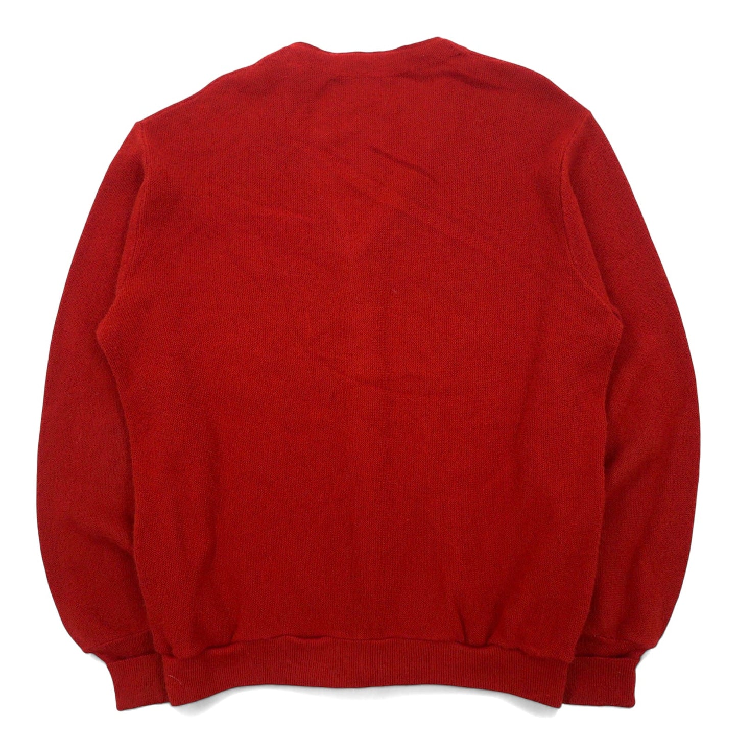 IZOD LACOSTE 70s Spool Tag Acrylic Knit Cardigan, Size L, Red, One-Point Logo