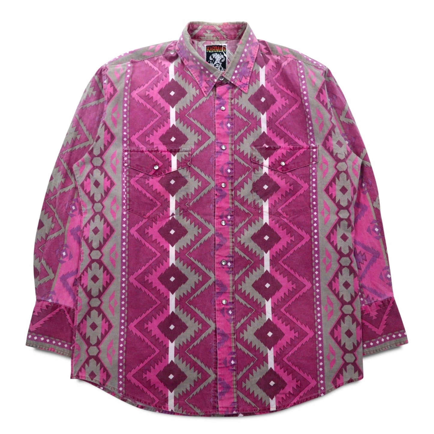 Vintage 90s KARMAN Native American Western Shirt, Size XL, Cotton, All-Over Print