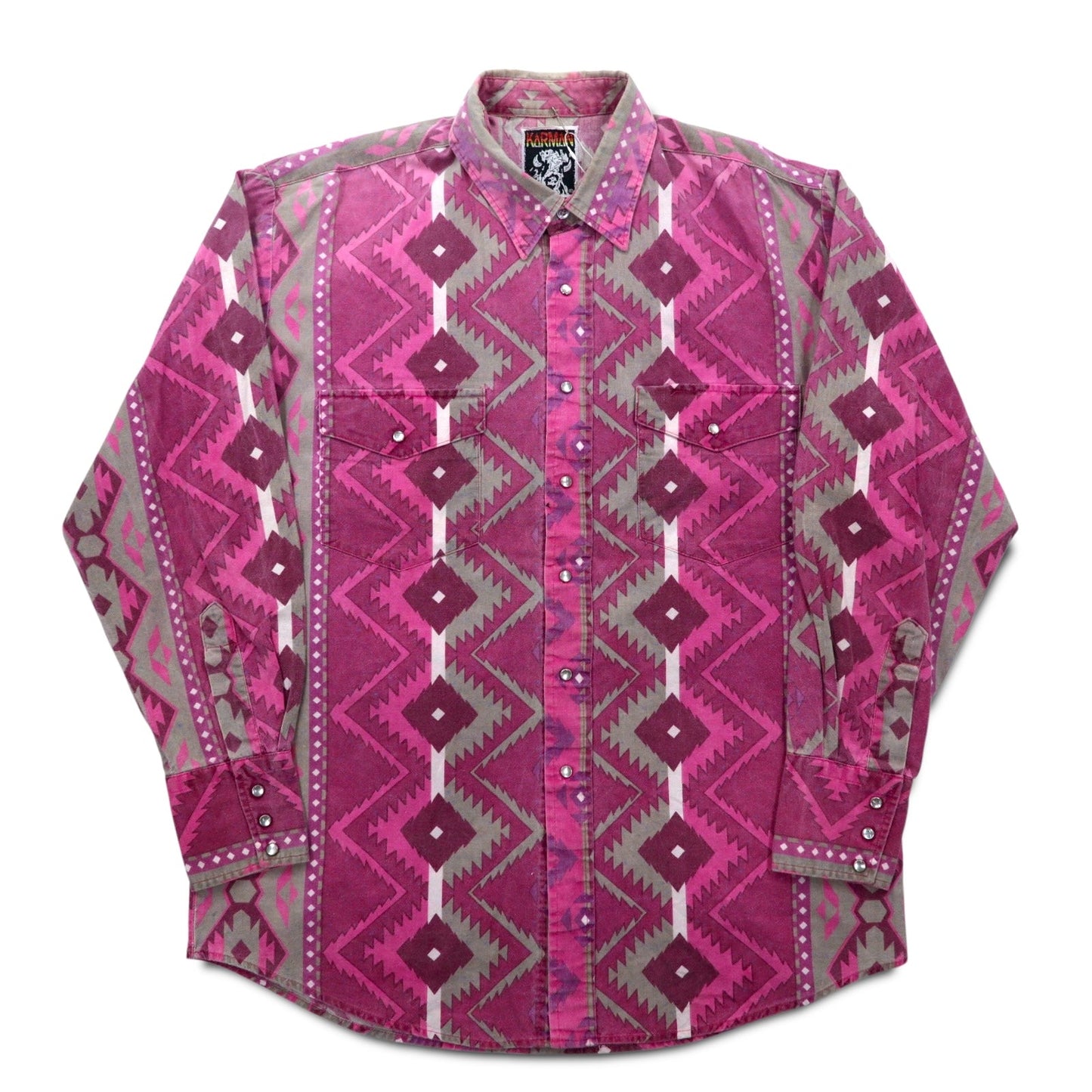Vintage 90s KARMAN Native American Western Shirt, Size XL, Cotton, All-Over Print
