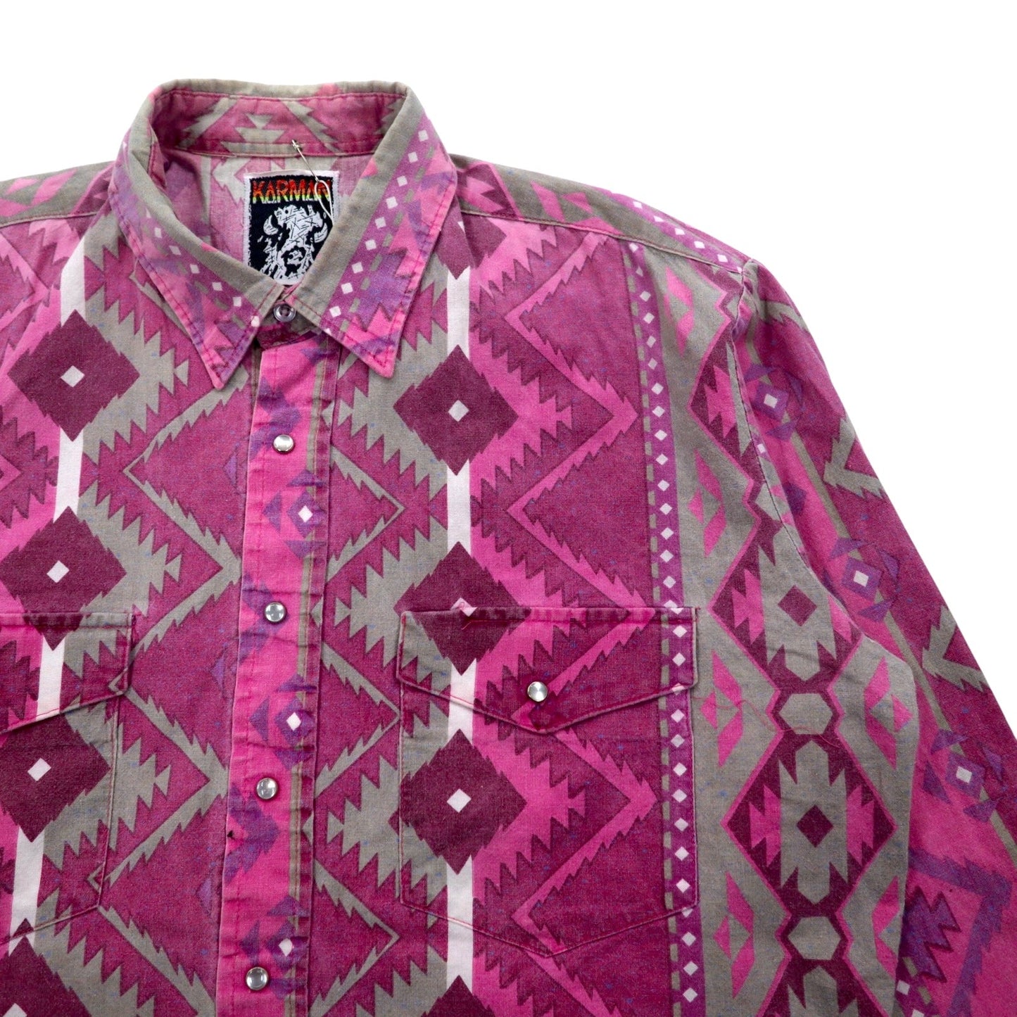 Vintage 90s KARMAN Native American Western Shirt, Size XL, Cotton, All-Over Print