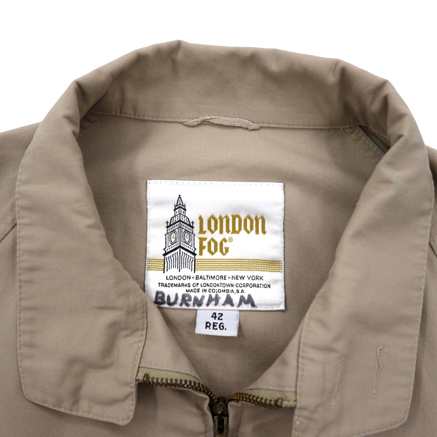 LONDON FOG 80年代 スウィングトップ ハリントンジャケット 42 ベージュ ポリエステル コットン IDEALジップ コロンビア製