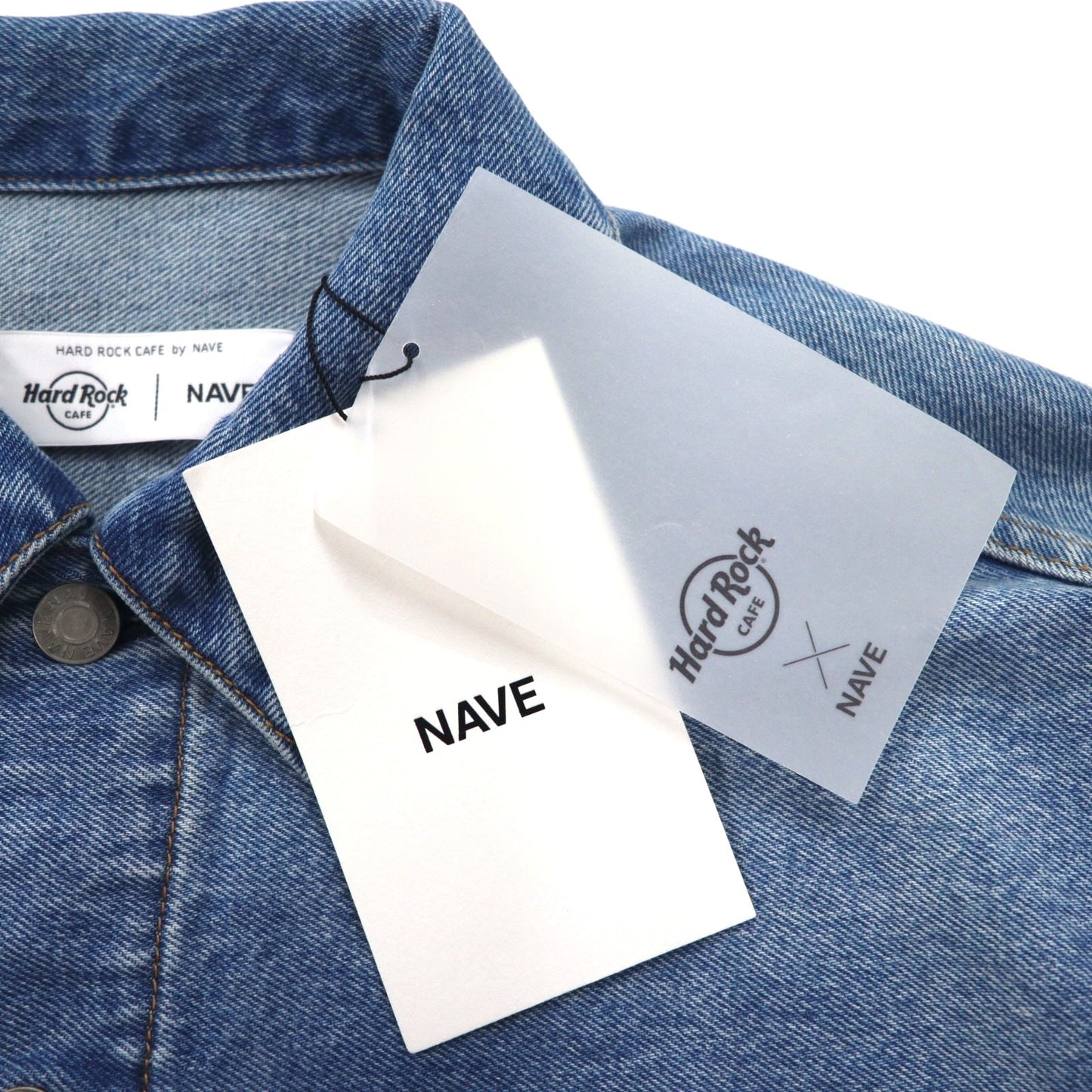 Hard Rock Cafe by NAVE Cropped Logo Denim Jacket, Size S, Indigo Blue, Back Logo Embroidery, Onward Kashiyama, Unused