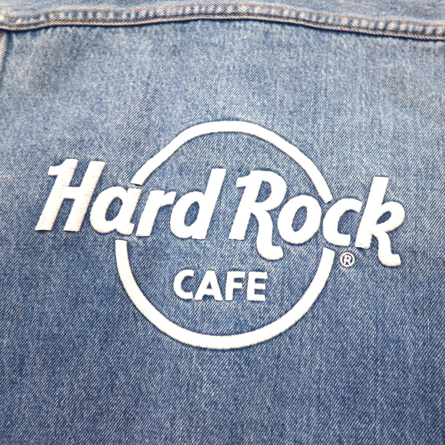 Hard Rock Cafe by NAVE Cropped Logo Denim Jacket, Size S, Indigo Blue, Back Logo Embroidery, Onward Kashiyama, Unused