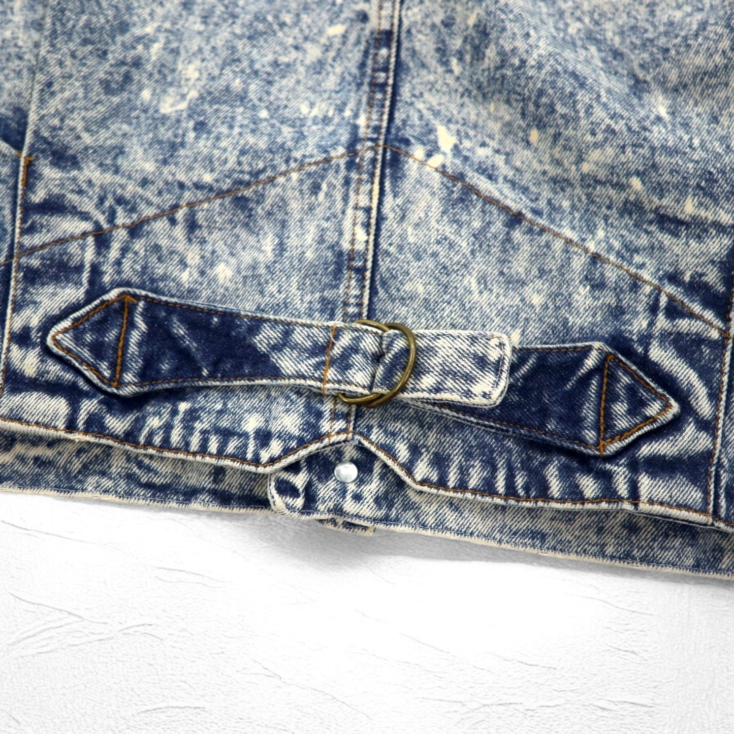 Made in the USA, 90s Steel Chemical Wash Denim Jacket, Size L, Blue, Cinch Back