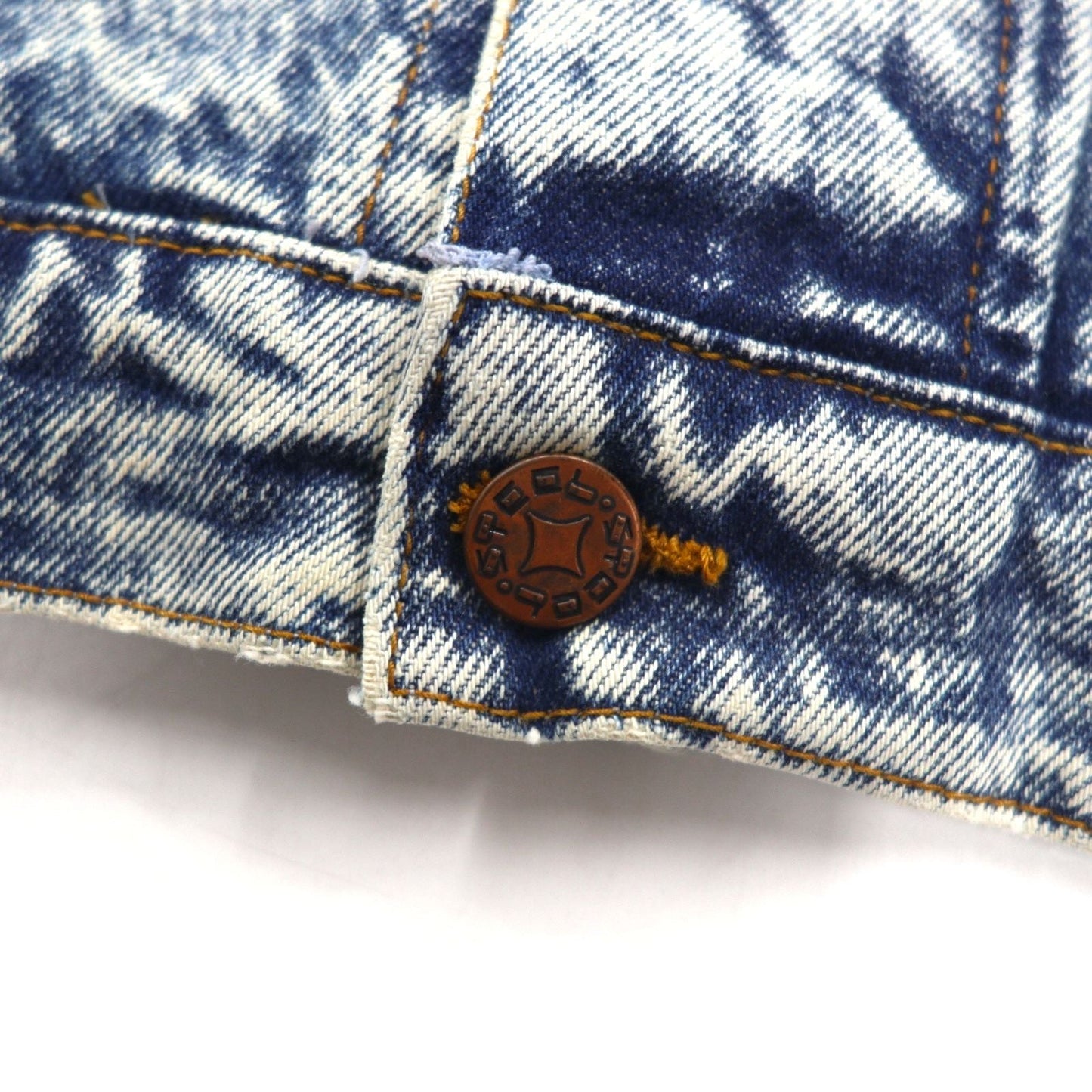 Made in the USA, 90s Steel Chemical Wash Denim Jacket, Size L, Blue, Cinch Back