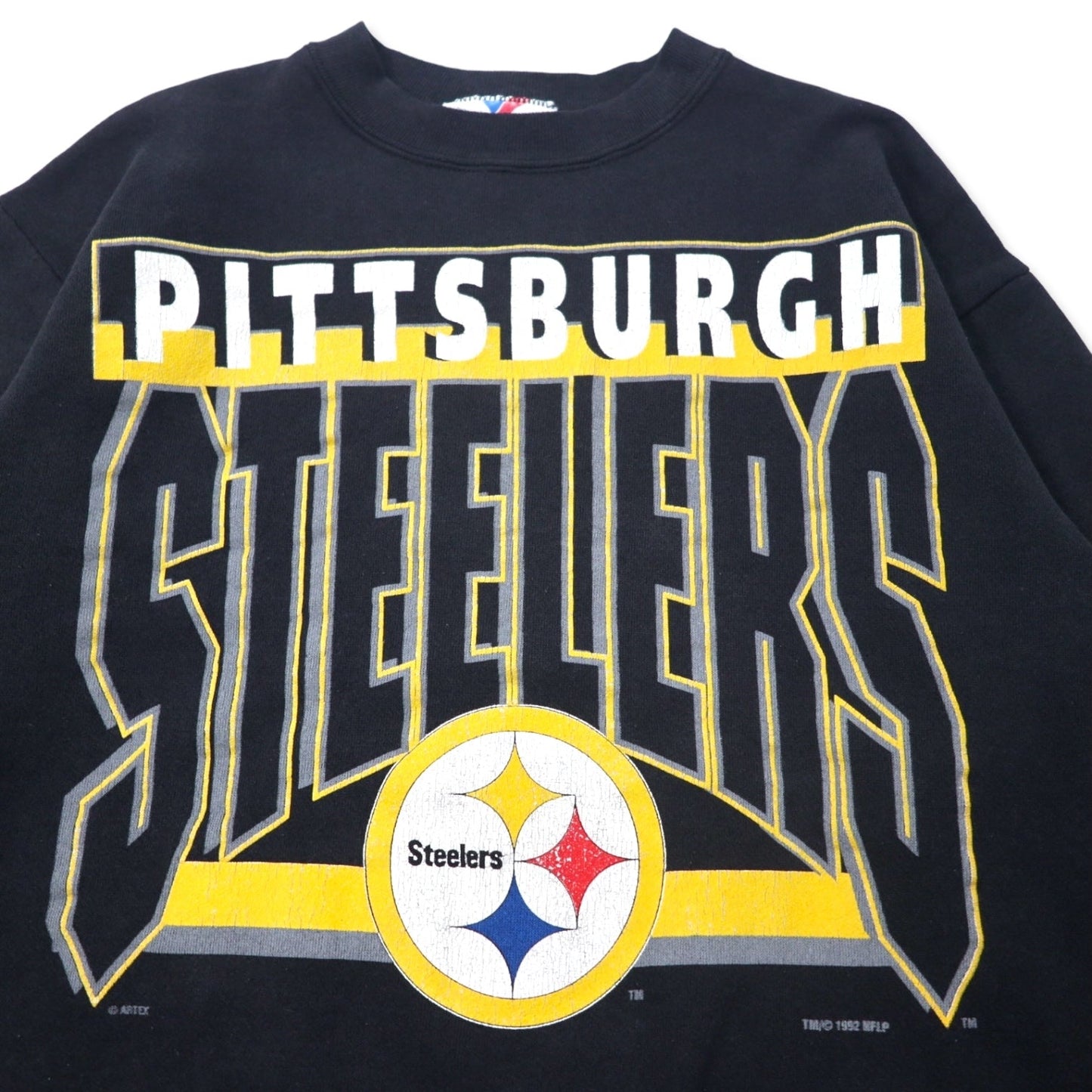 ARTEX USA Made 90s NFL Print Sweatshirt, Size M, Black Cotton, PITSBURGH STEELERS