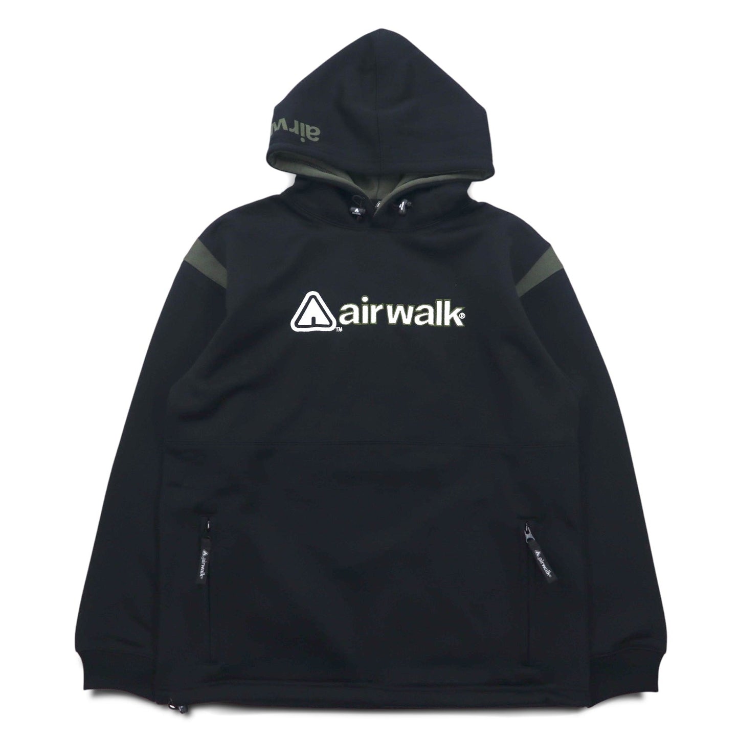 airwalk 2000s Pullover Hoodie, Size M, Black, Polyester, Fleece-Lined, Drawcord