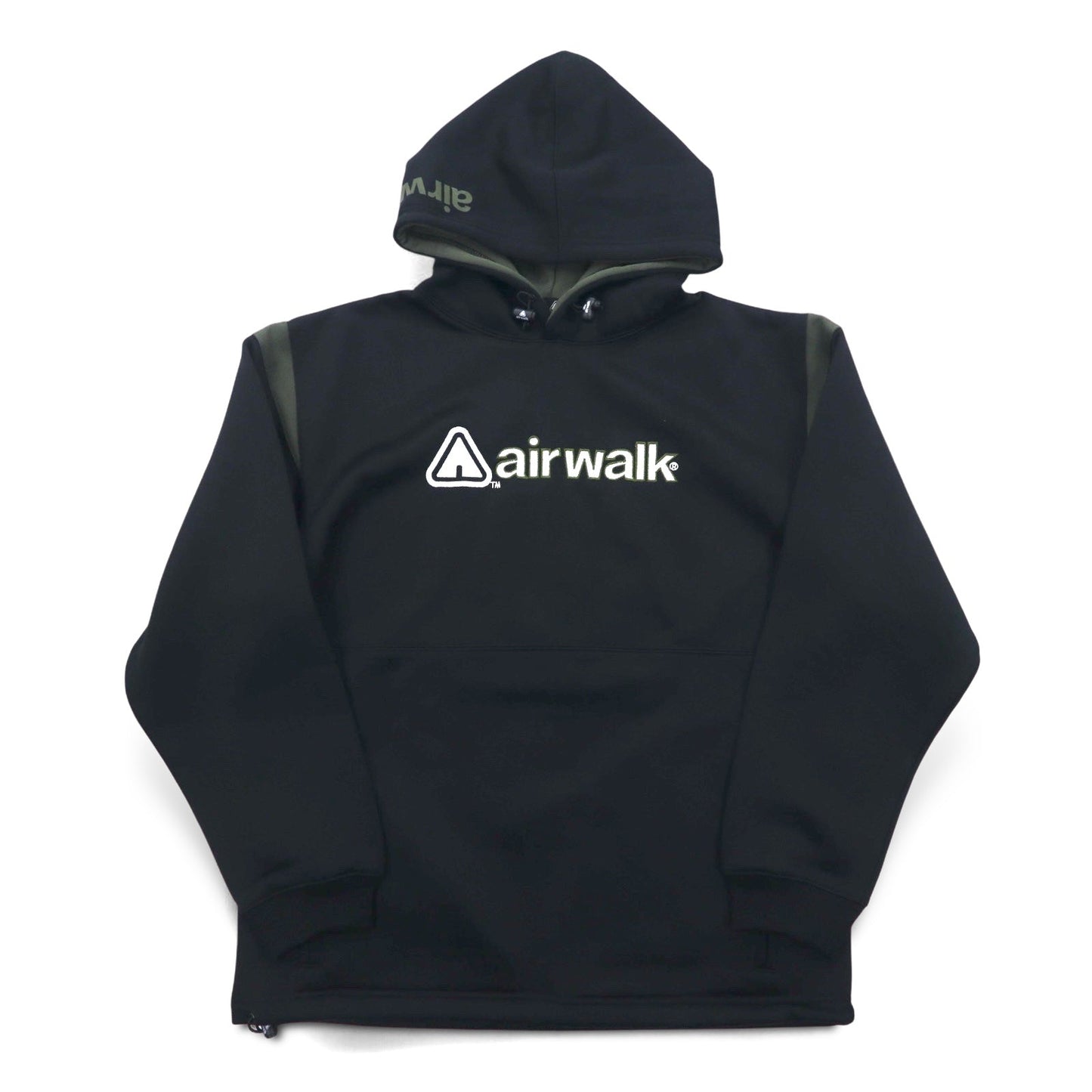 airwalk 2000s Pullover Hoodie, Size M, Black, Polyester, Fleece-Lined, Drawcord