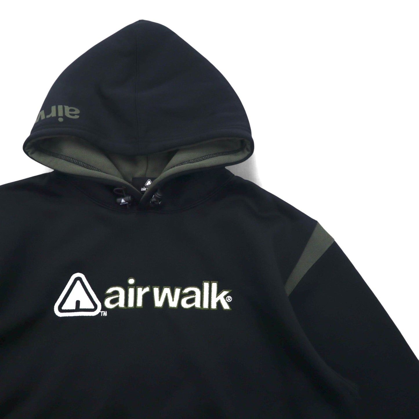 airwalk 2000s Pullover Hoodie, Size M, Black, Polyester, Fleece-Lined, Drawcord