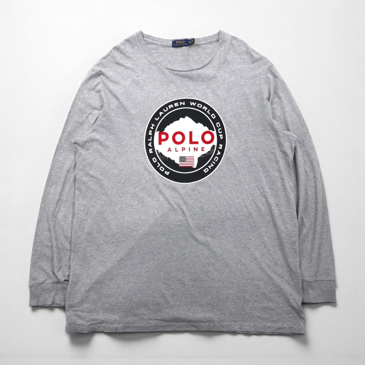 Polo Ralph Lauren 長袖Tシャツ ロンT XL グレー WORLD CUP RACING POLO ALPINE 袖ロゴ