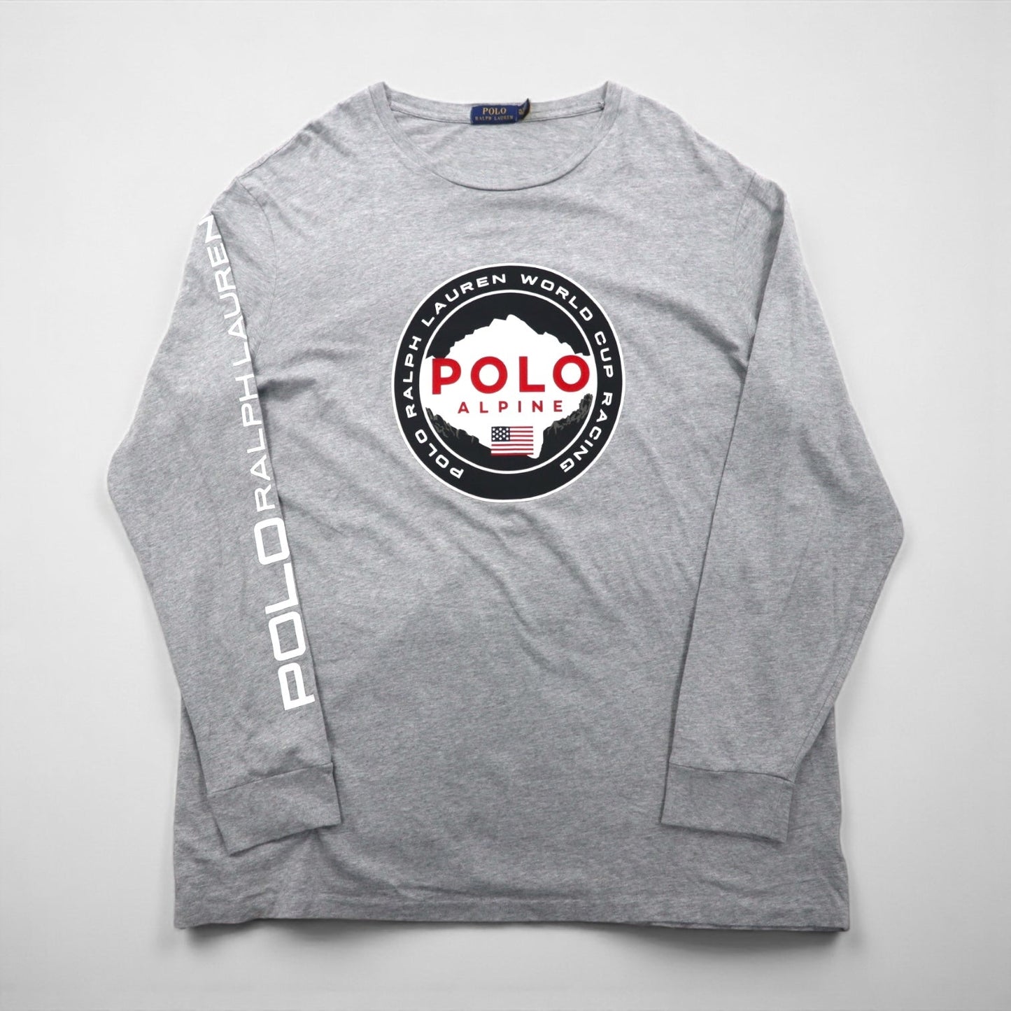 Polo Ralph Lauren 長袖Tシャツ ロンT XL グレー WORLD CUP RACING POLO ALPINE 袖ロゴ