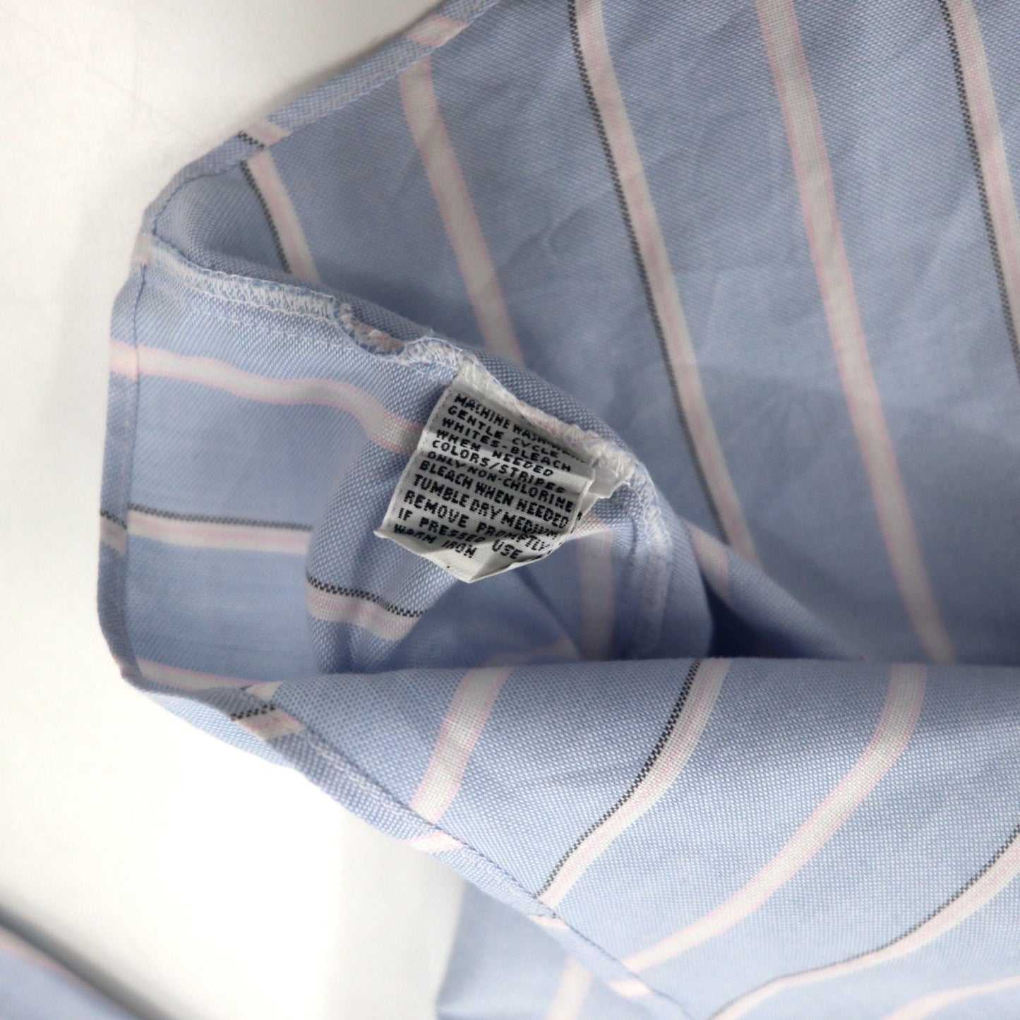 THE MEN'S STORE AT SEARS 90年代 オックスフォード ボタンダウンシャツ 16 1/2 ブルー ストライプ ポリエステル コットン SINGLE NEEDLE TAILORING