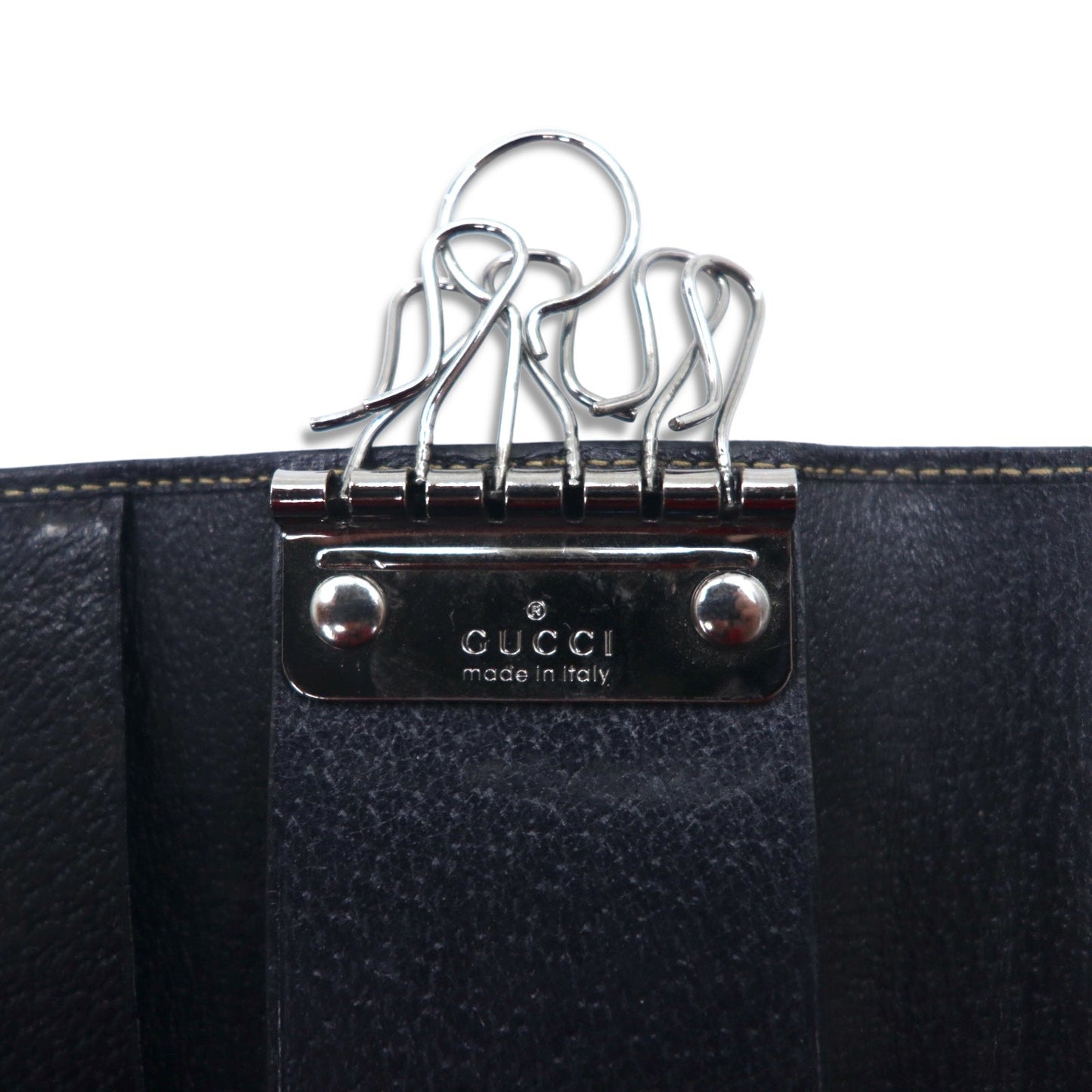 GUCCI イタリア製 シェリーライン 6連 キーケース ネイビー レザー 154265 0959