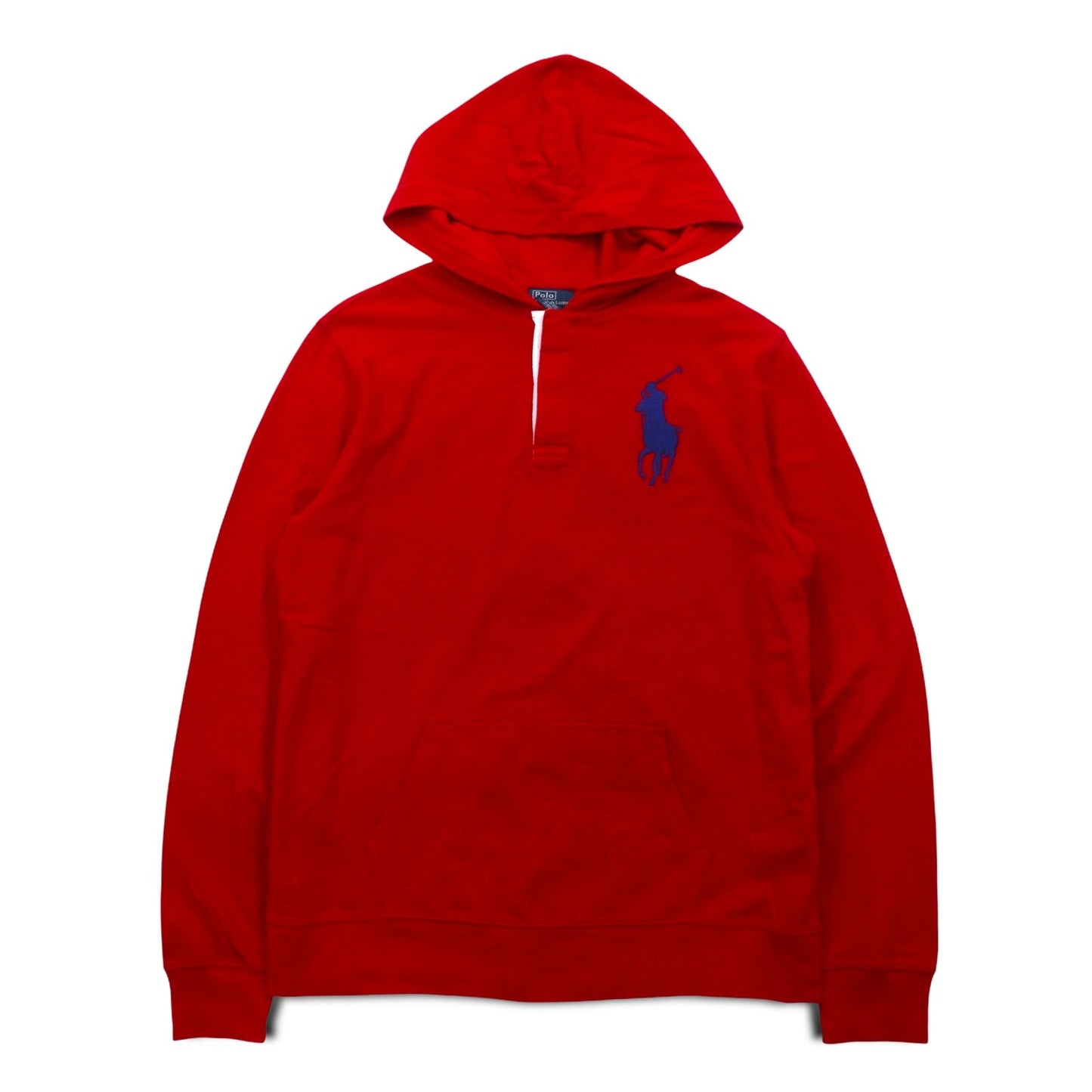 Polo by Ralph Lauren Big Pony Embroidered Half-Button Hoodie, Size S, Red, Cotton, Pique