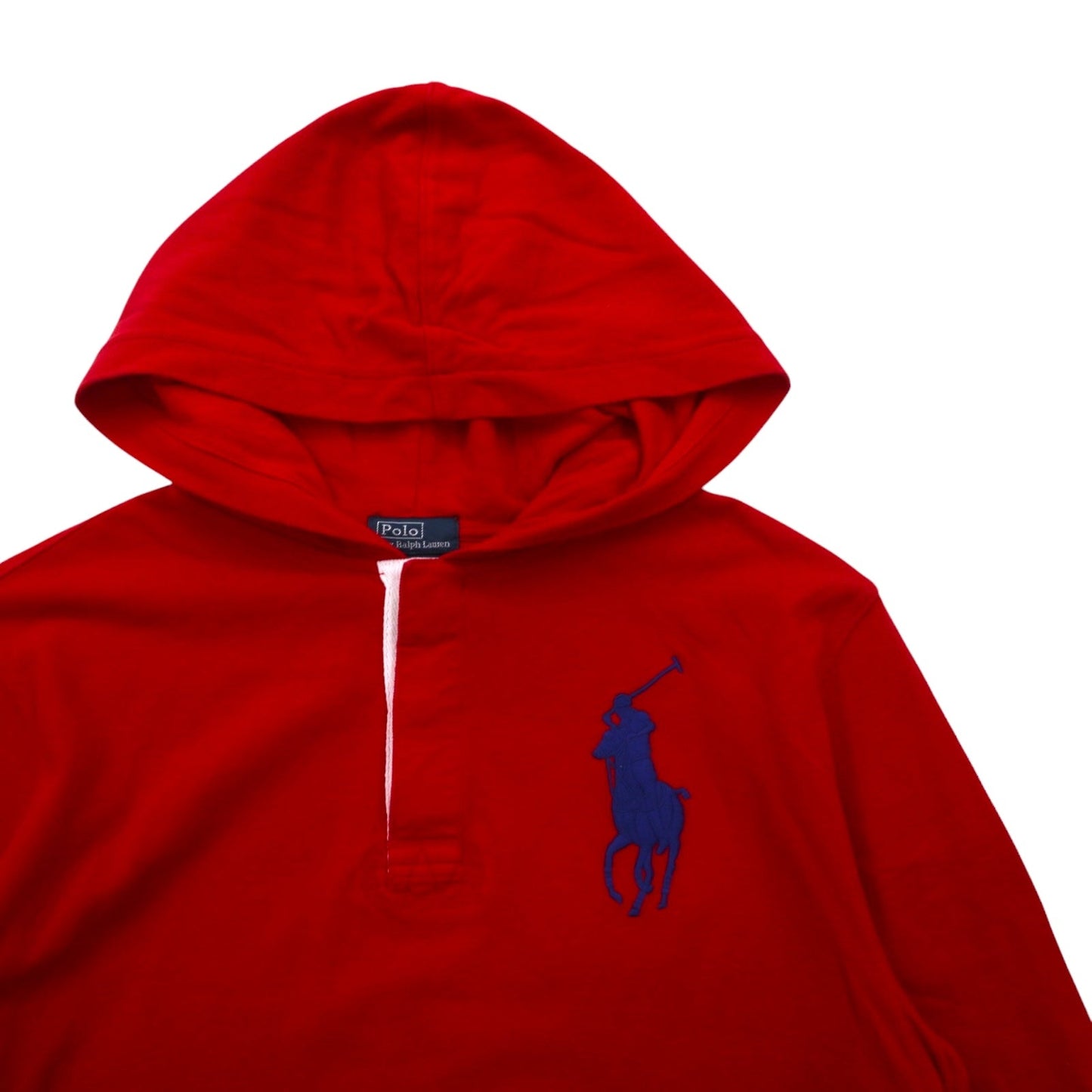 Polo by Ralph Lauren Big Pony Embroidered Half-Button Hoodie, Size S, Red, Cotton, Pique