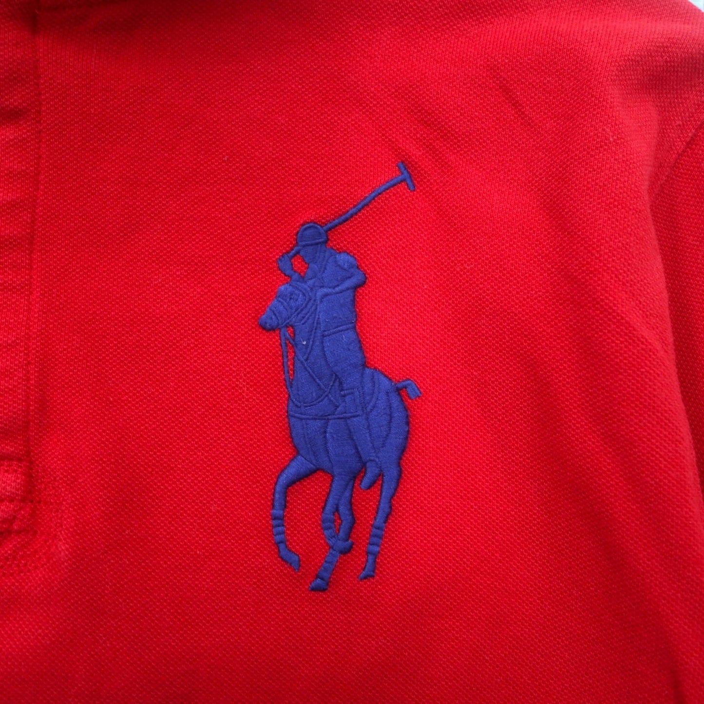 Polo by Ralph Lauren Big Pony Embroidered Half-Button Hoodie, Size S, Red, Cotton, Pique