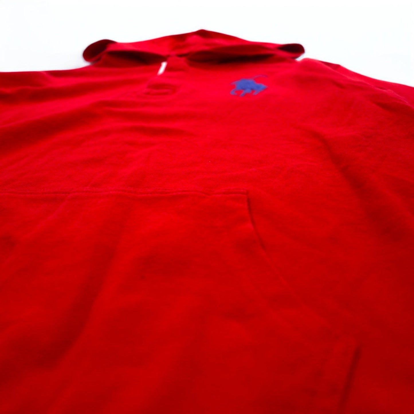 Polo by Ralph Lauren Big Pony Embroidered Half-Button Hoodie, Size S, Red, Cotton, Pique