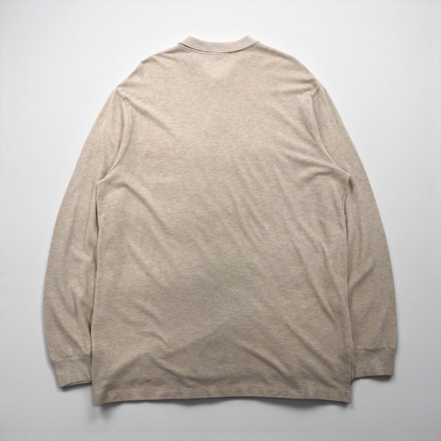 Polo Ralph Lauren 90年代 長袖ポロシャツ ラガーシャツ XL ベージュ 鹿の子 スモールポニー刺繡