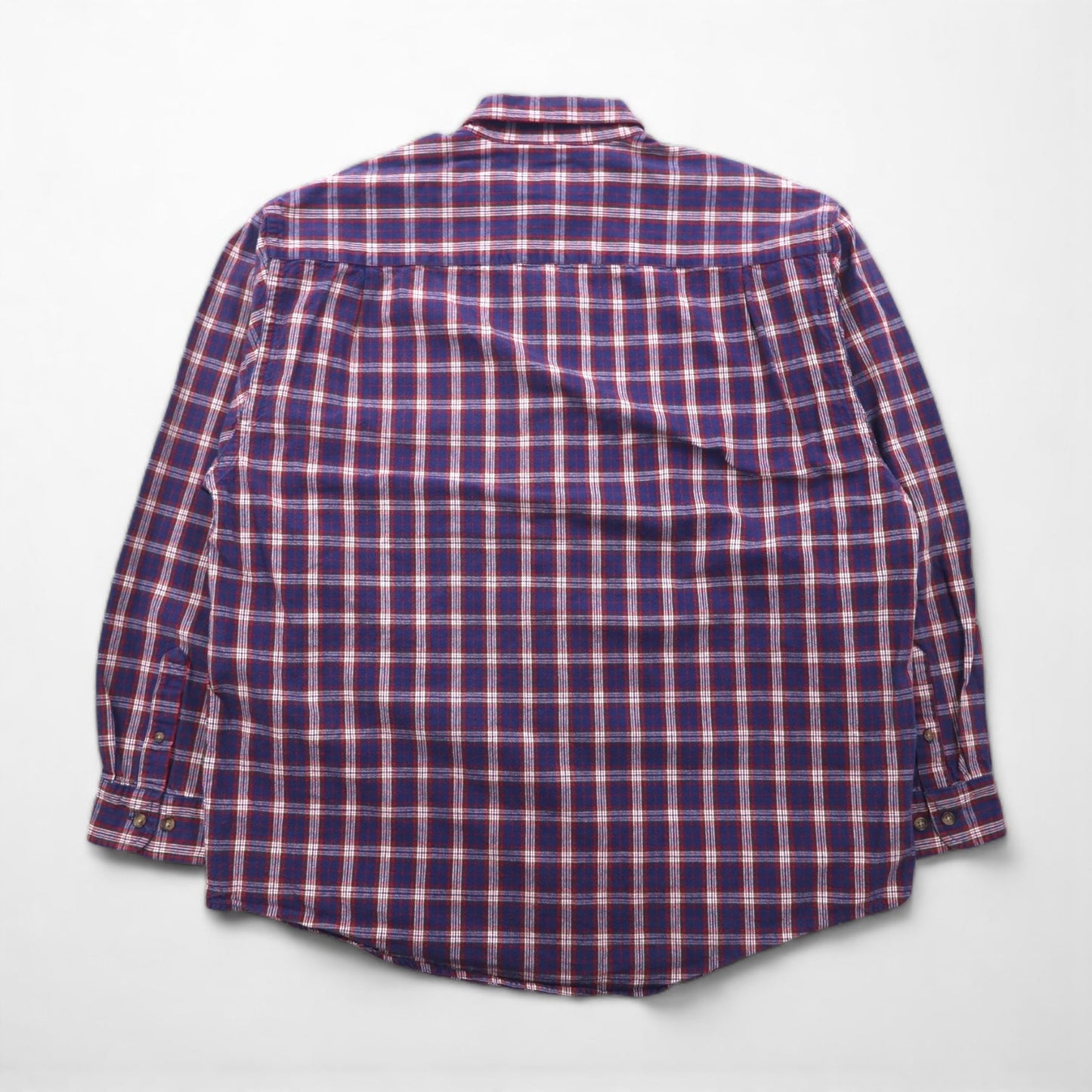 Eddie Bauer 90年代 ボタンダウン フランネルシャツ L ネイビー コットン チェック