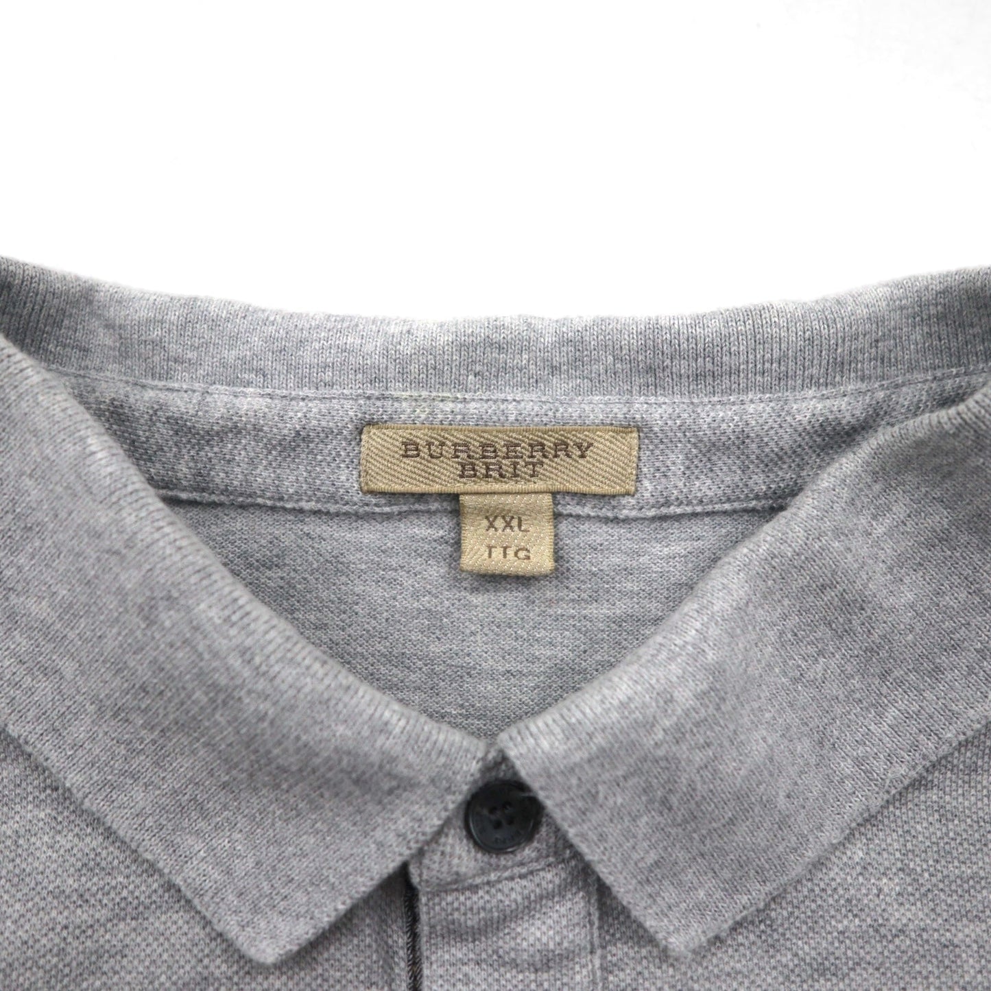 BURBERRY BRIT 現行タグ ポロシャツ 2XL グレー コットン 鹿の子 ワンポイントロゴ刺繍