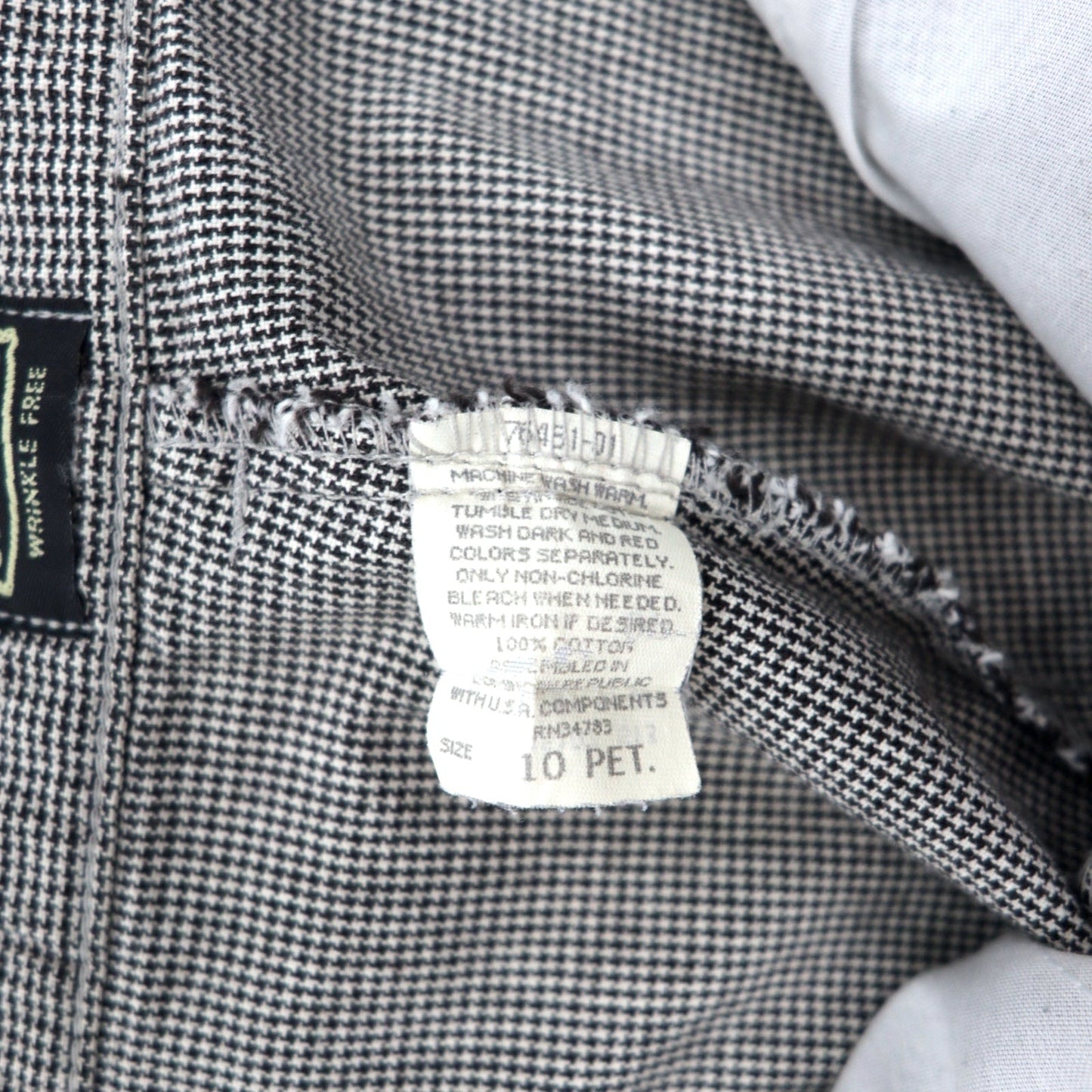 Lee CASUALS 90年代 タック ワイド テーパード チノパンツ L グレー ガンクラブチェック コットン WRINKLE FREE ドミニカ共和国製