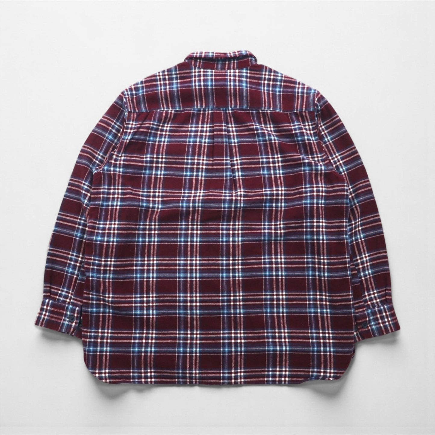 L.L.Bean シャミークロス フランネルシャツ L ボルドー TRADITIONAL FIT チェック ダブルポケット 277981