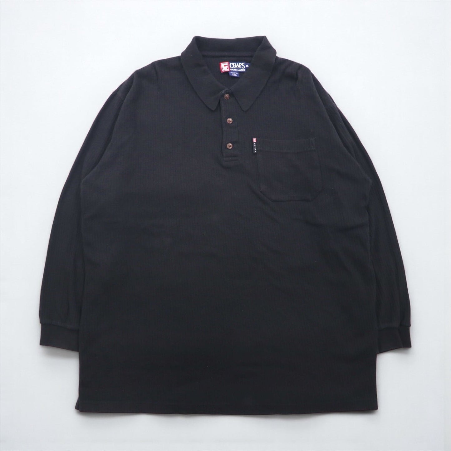 CHAPS RALPH LAUREN 長袖ポロシャツ ラガーシャツ XL ブラック コットン 胸ポケット