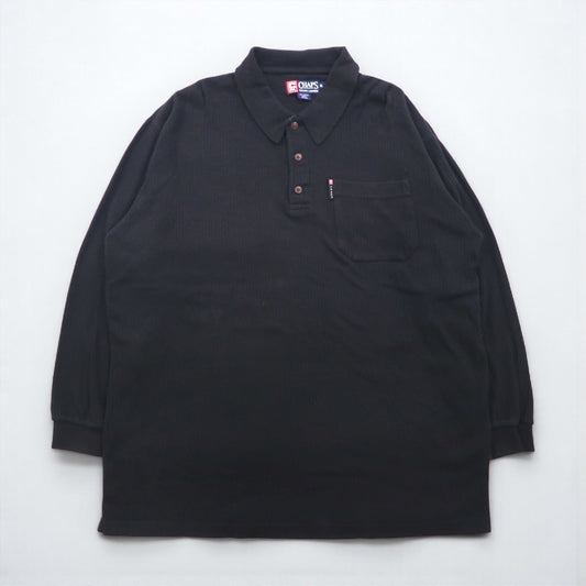 CHAPS RALPH LAUREN 長袖ポロシャツ ラガーシャツ XL ブラック コットン 胸ポケット