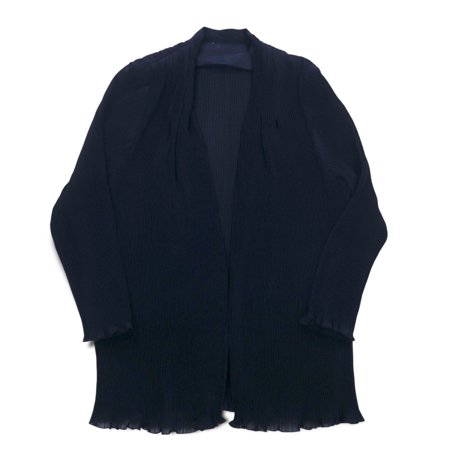 Vintage Pleated Sheer Cardigan プリーツ シアーカーディガン M ネイビー ポリエステル