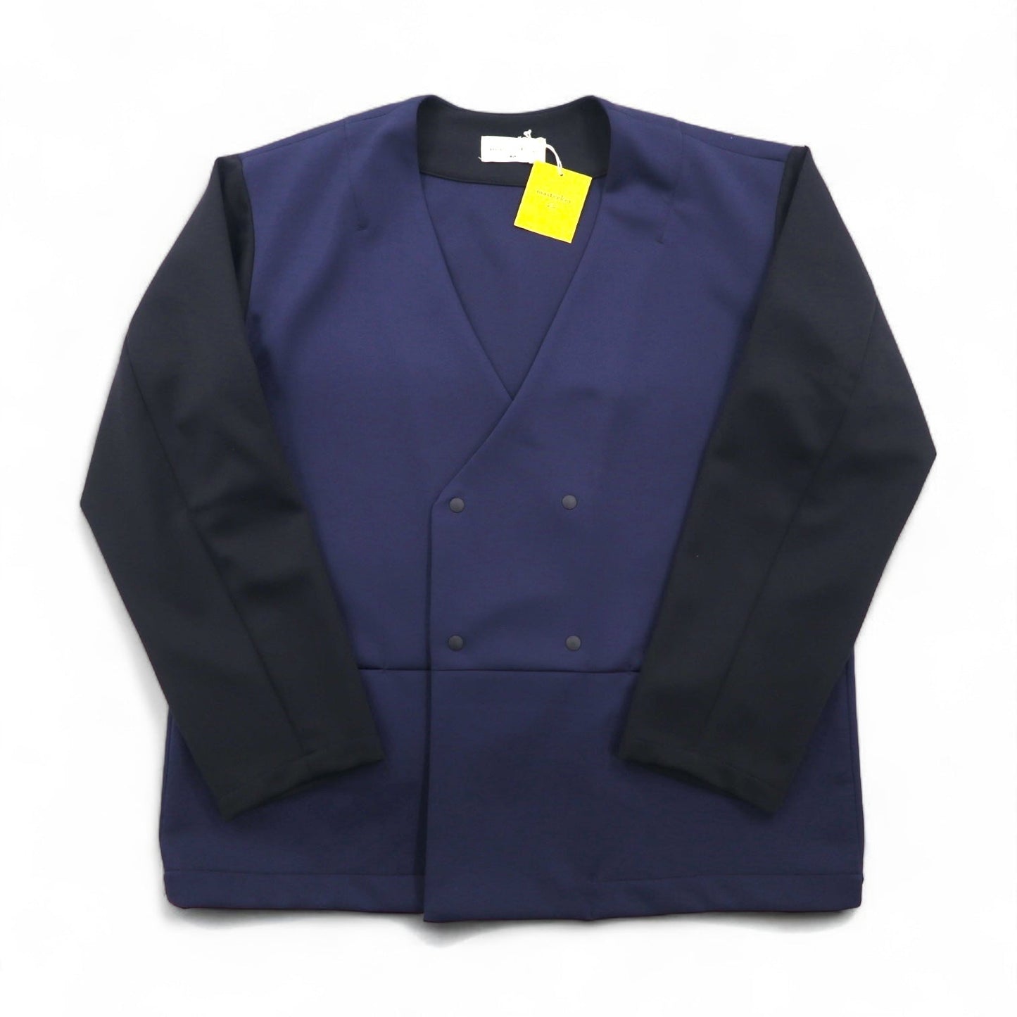 masterkey SONNY ノーカラージャケット バイカラー ダンボールニット M ネイビー ブラック MK22S-C-13 日本製 未使用品